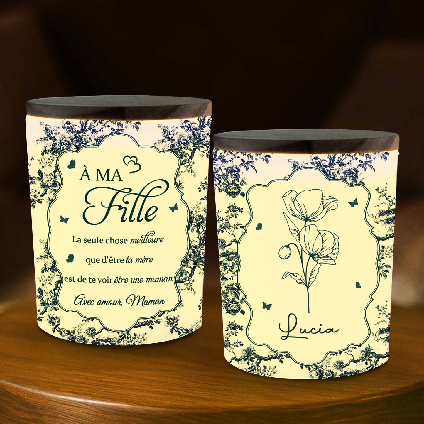Celebrate Every Moment With Classic Florals And Butterflies - Personalized Custom Glass Jar With LED - DAU154_LEJAR