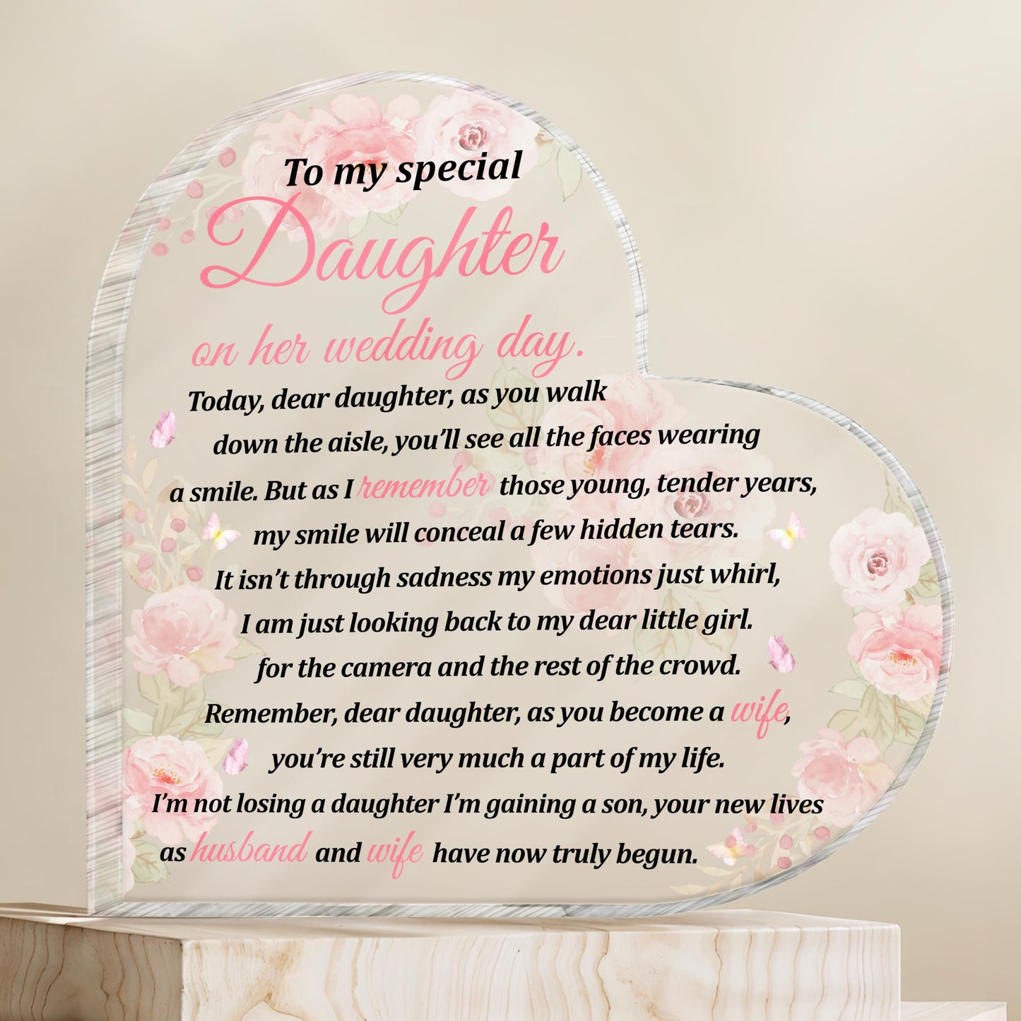To My Special Daughter on Her Wedding Day, Heart and Roses