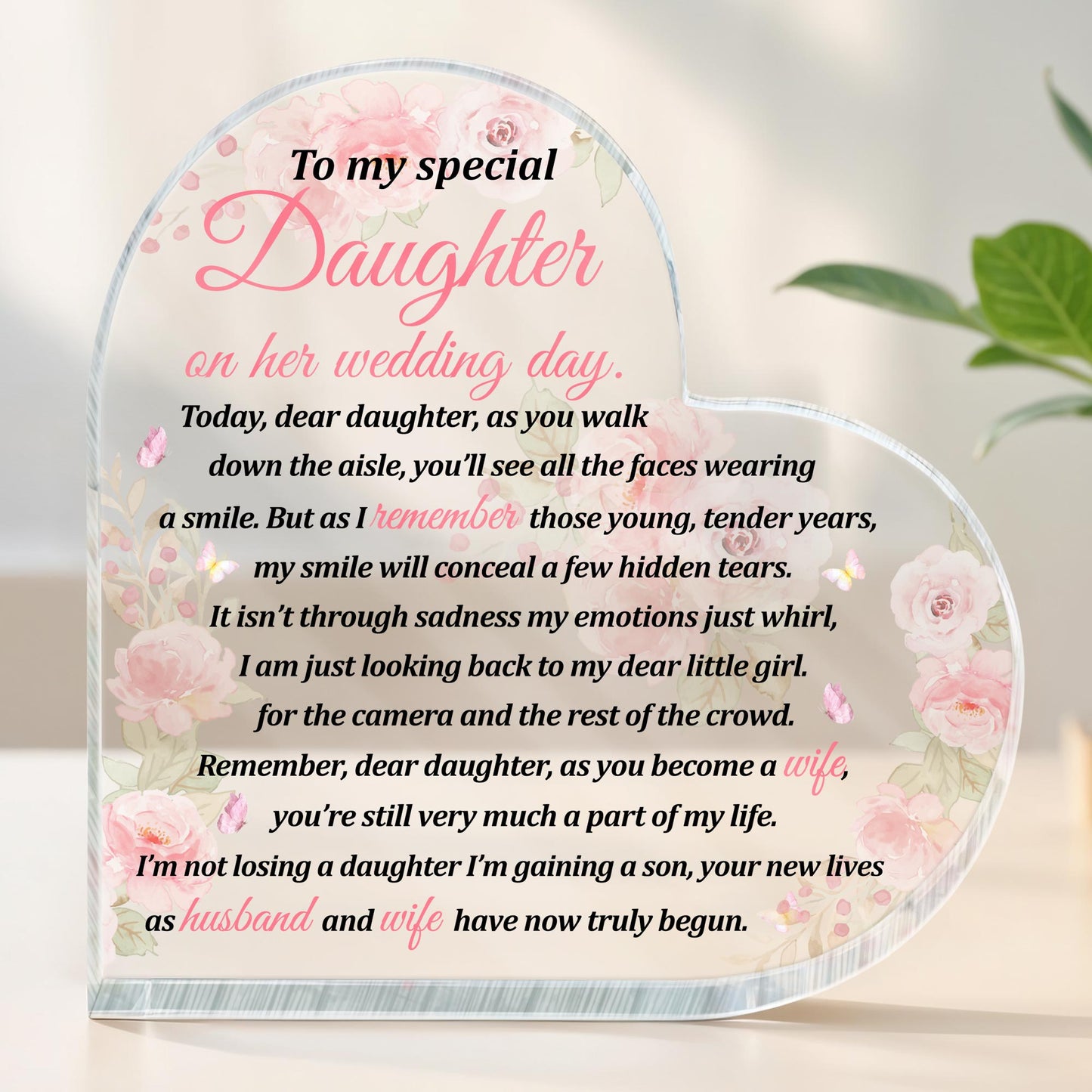 To My Special Daughter on Her Wedding Day, Heart and Roses