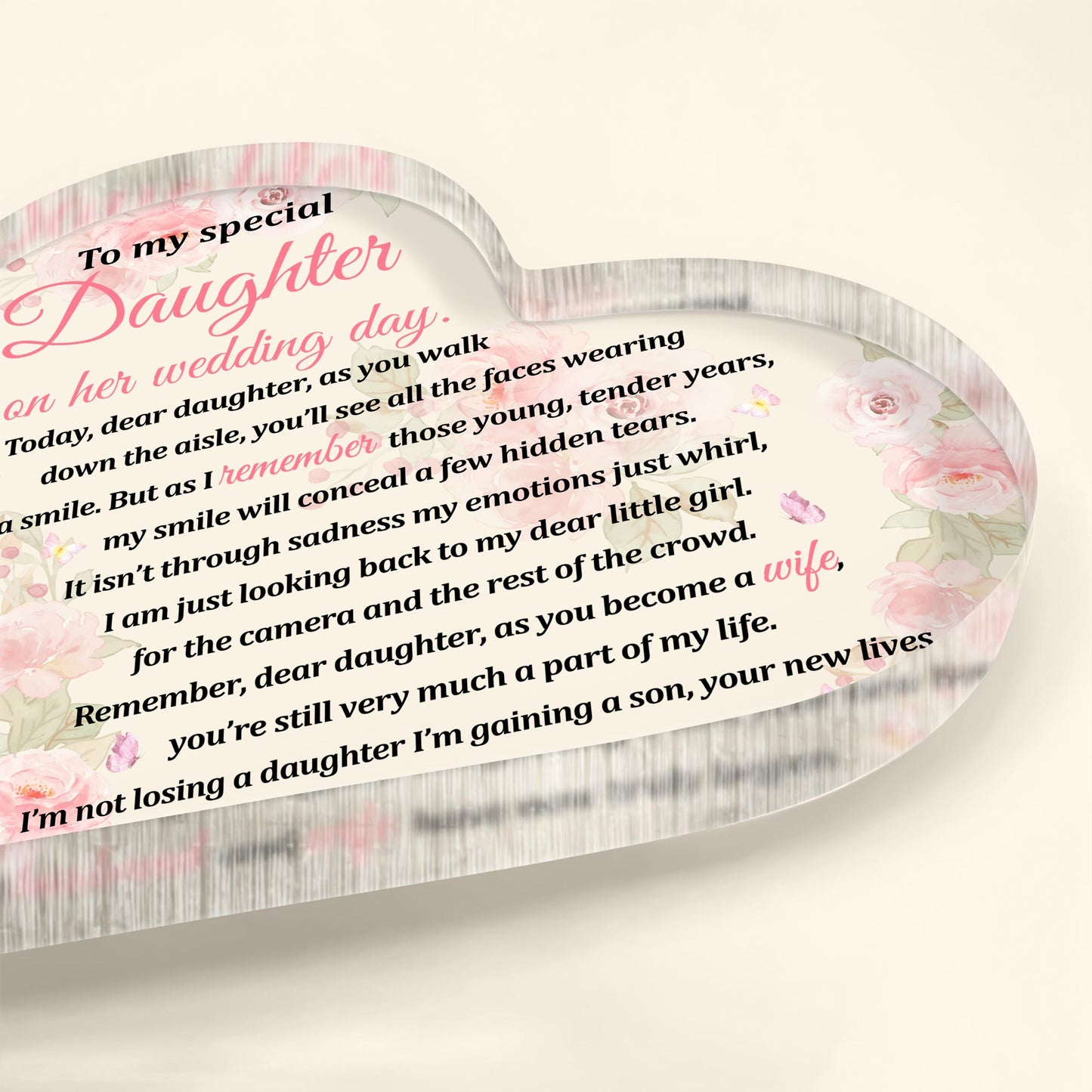 To My Special Daughter on Her Wedding Day, Heart and Roses
