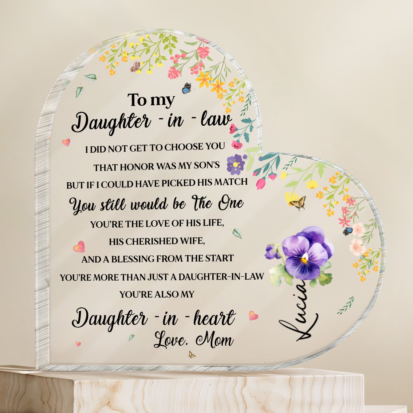 To My Daughter-In-Law, You're Also My Daughter-In-Heart, Flowers and Butterflies