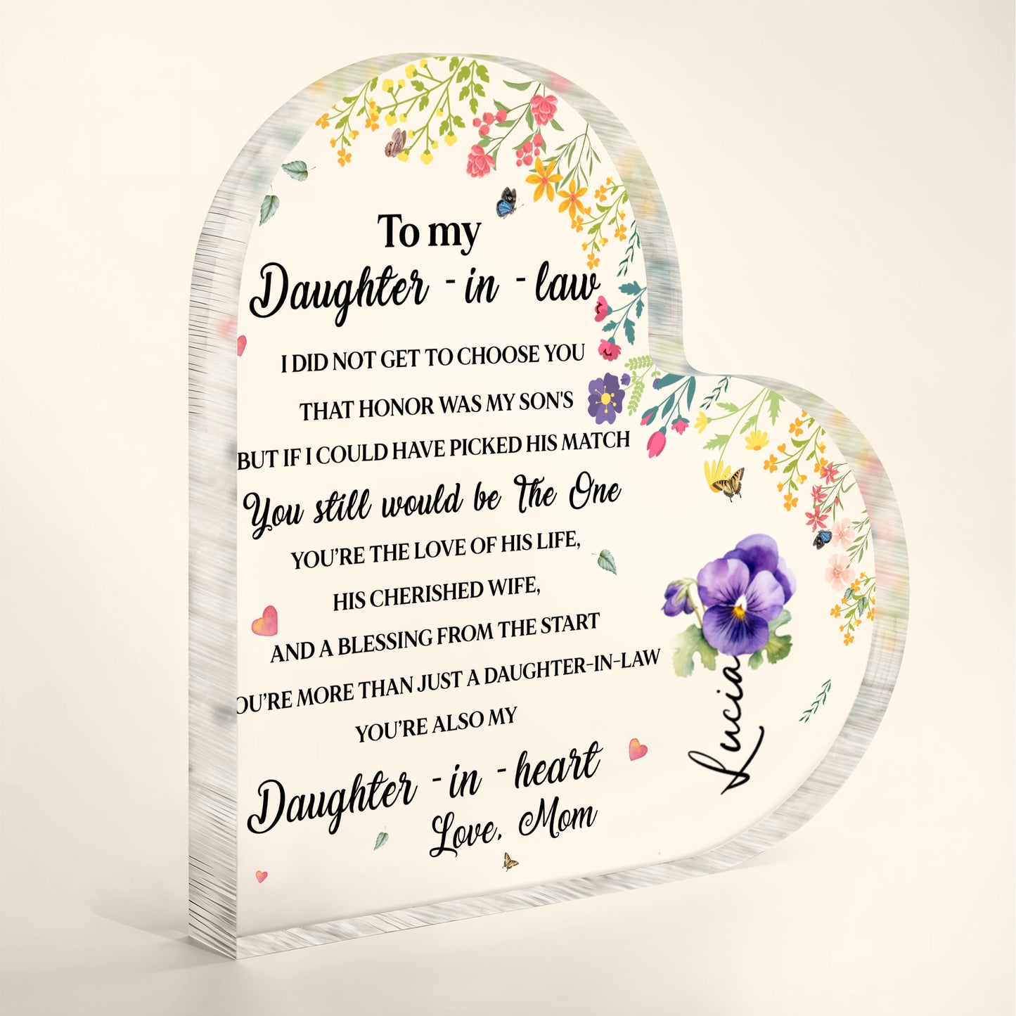 To My Daughter-In-Law, You're Also My Daughter-In-Heart, Flowers and Butterflies
