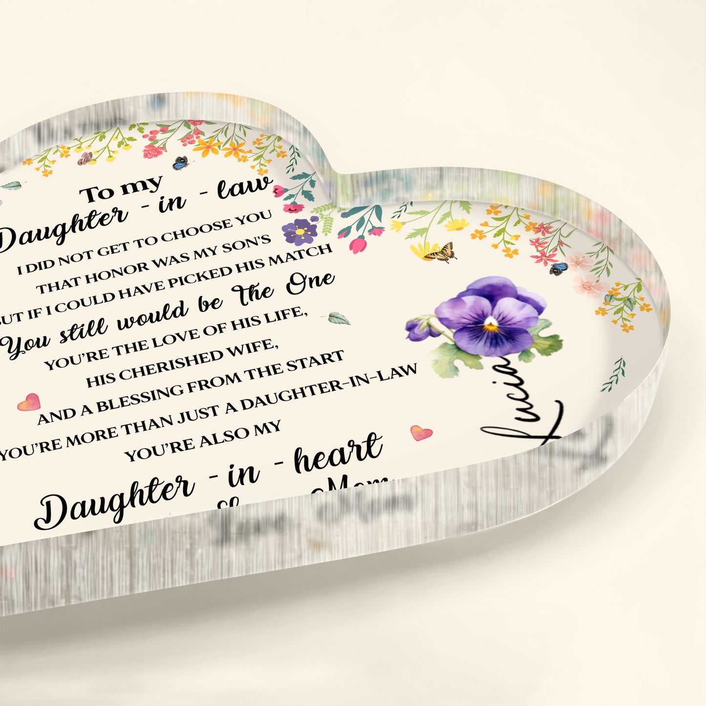 To My Daughter-In-Law, You're Also My Daughter-In-Heart, Flowers and Butterflies