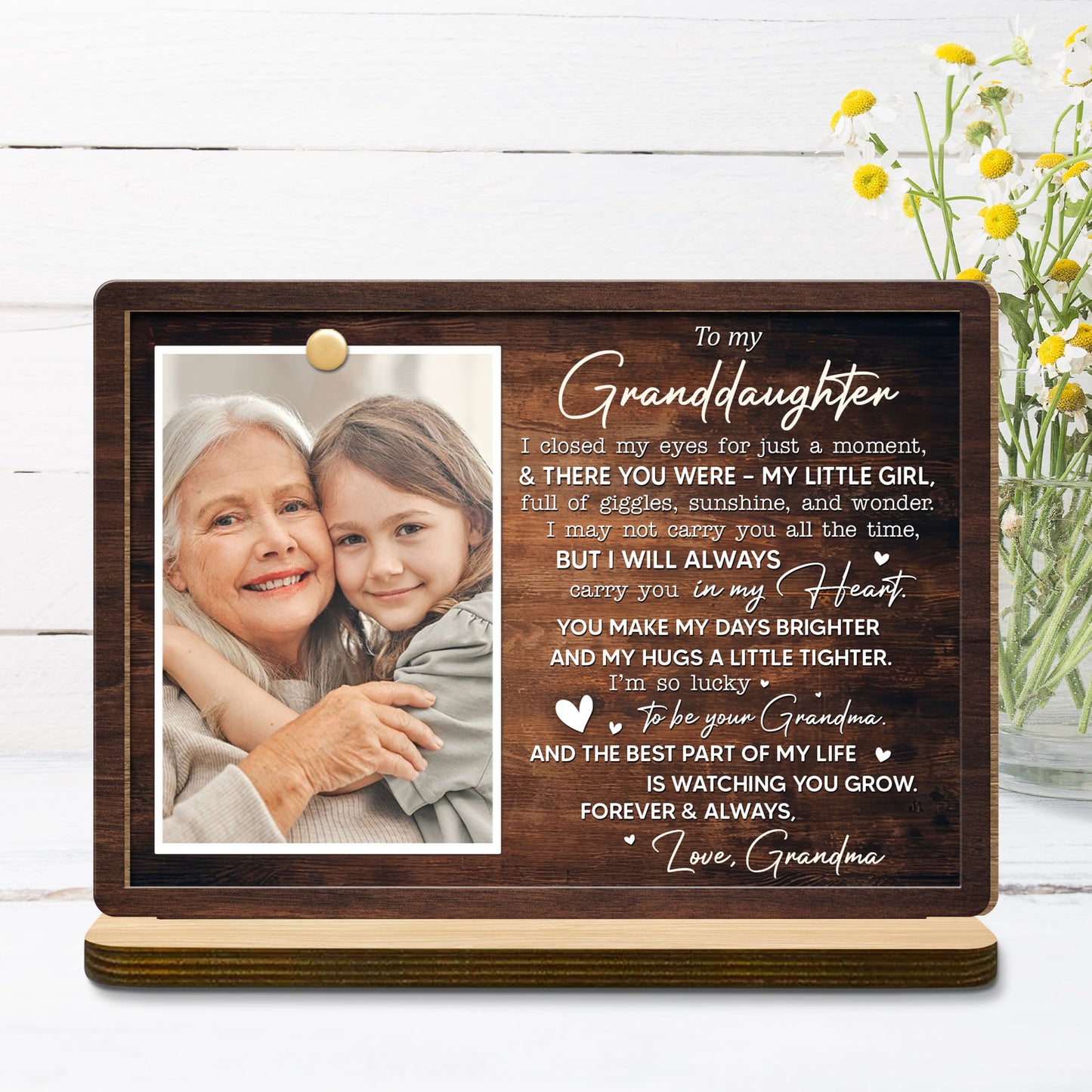 To My Granddaughter, Love Grandma Wood Plaque