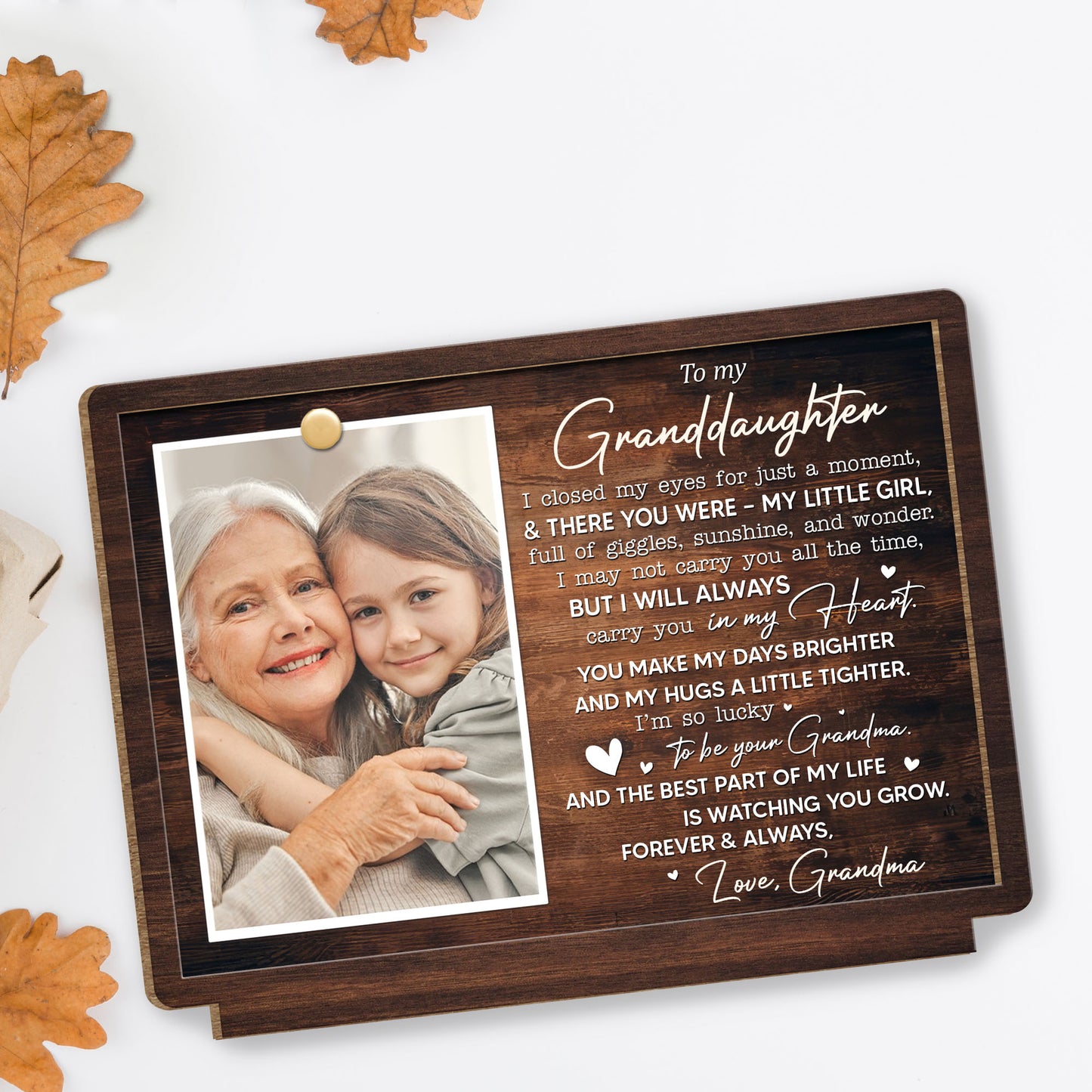 To My Granddaughter, Love Grandma Wood Plaque