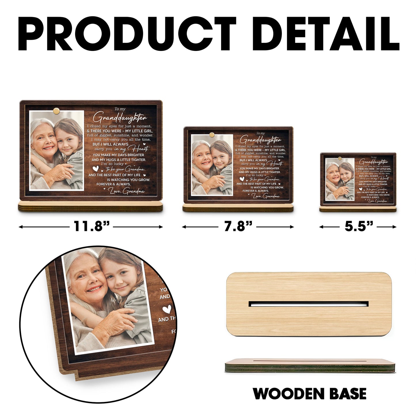 To My Granddaughter, Love Grandma Wood Plaque