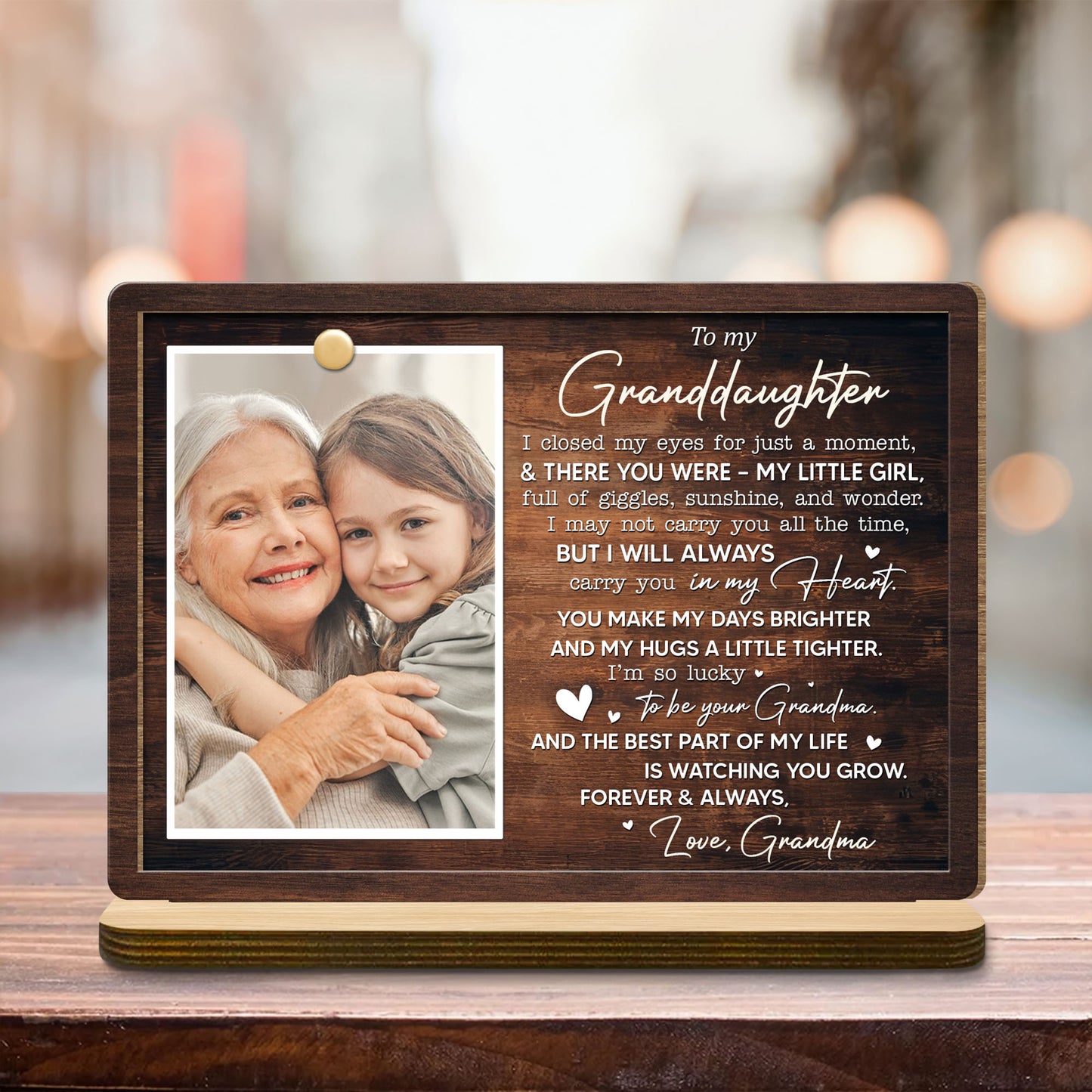 To My Granddaughter, Love Grandma Wood Plaque