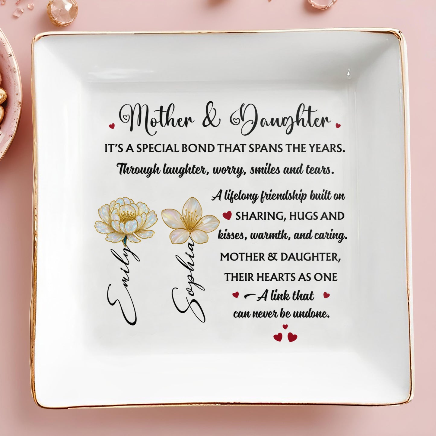 Mother & Daughter Special Bond With Flowers And Hearts