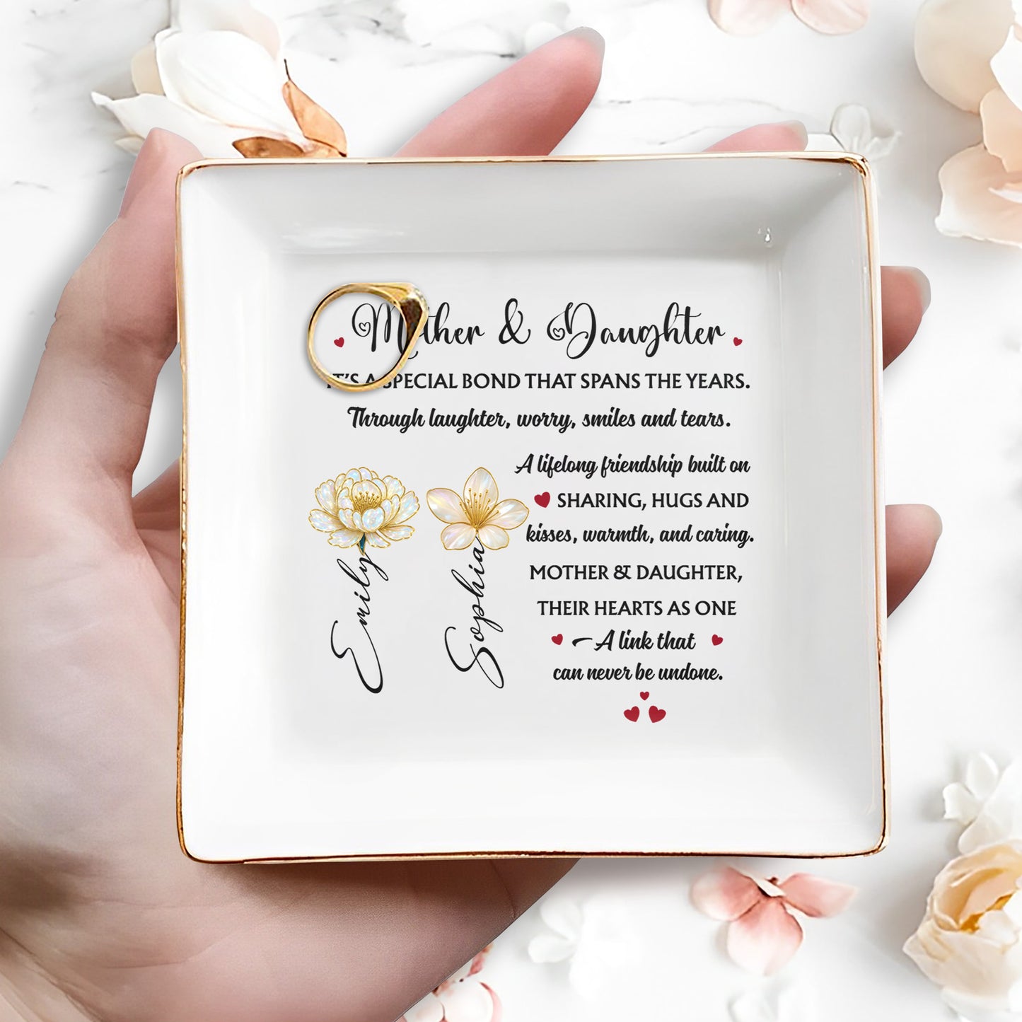 Mother & Daughter Special Bond With Flowers And Hearts