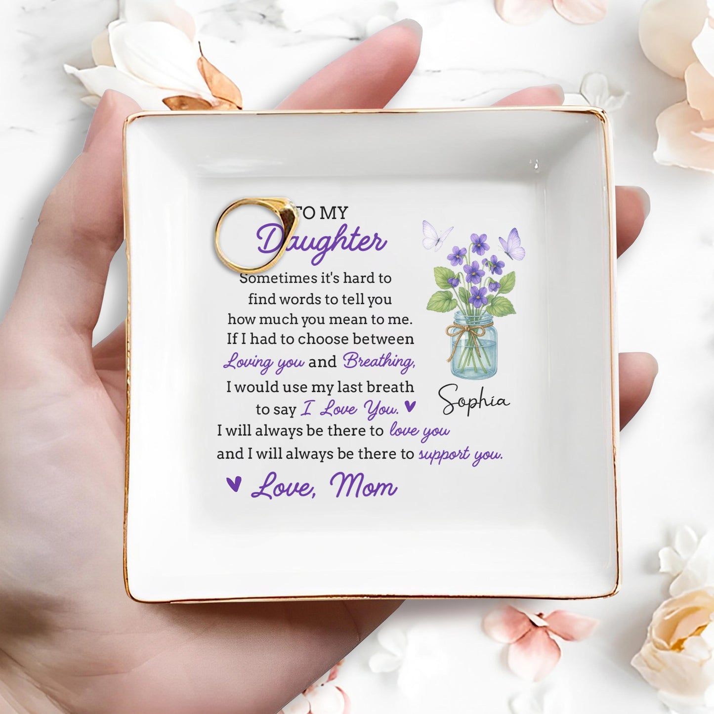 To My Daughter, Flowers And Butterfly In Mason Jar
