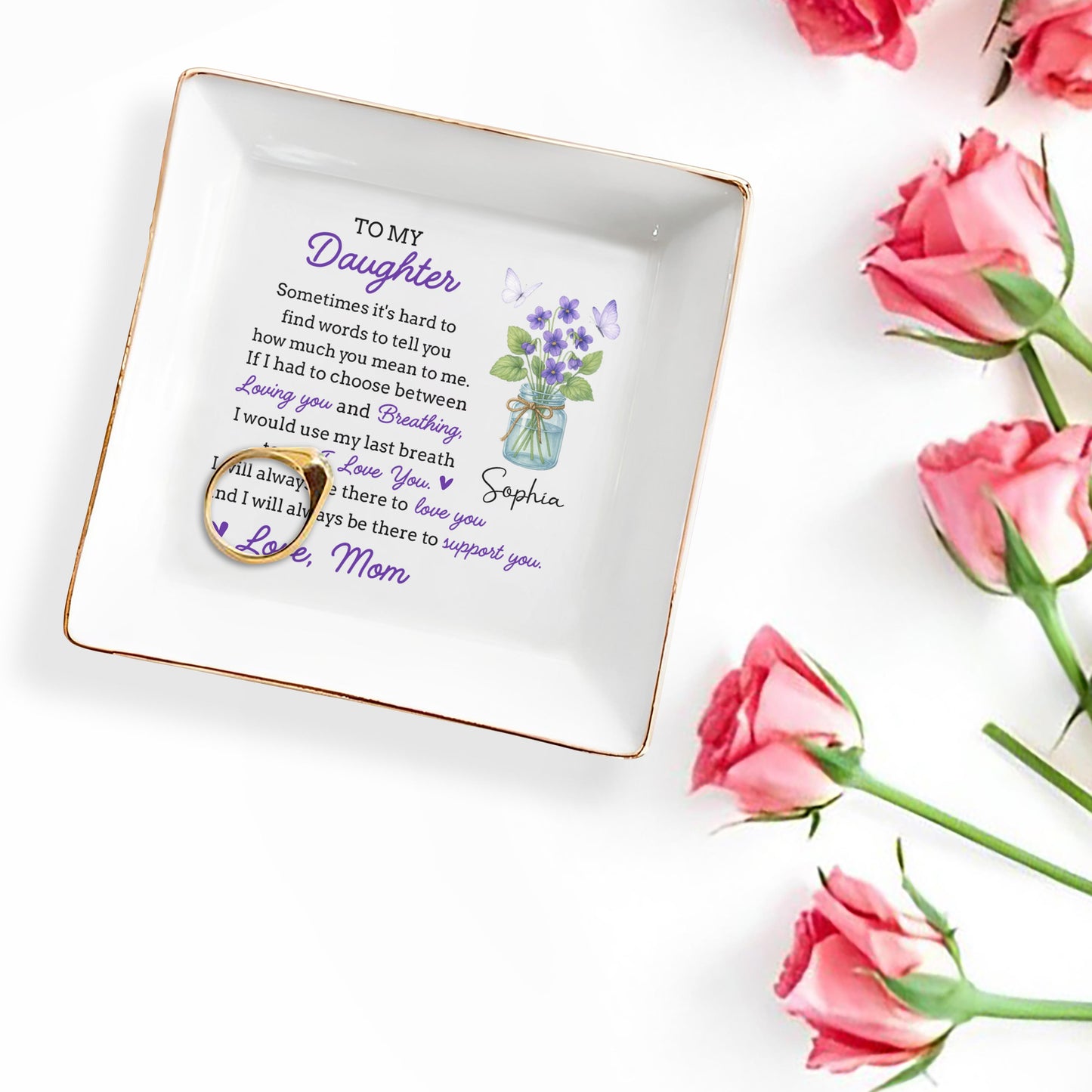 To My Daughter, Flowers And Butterfly In Mason Jar