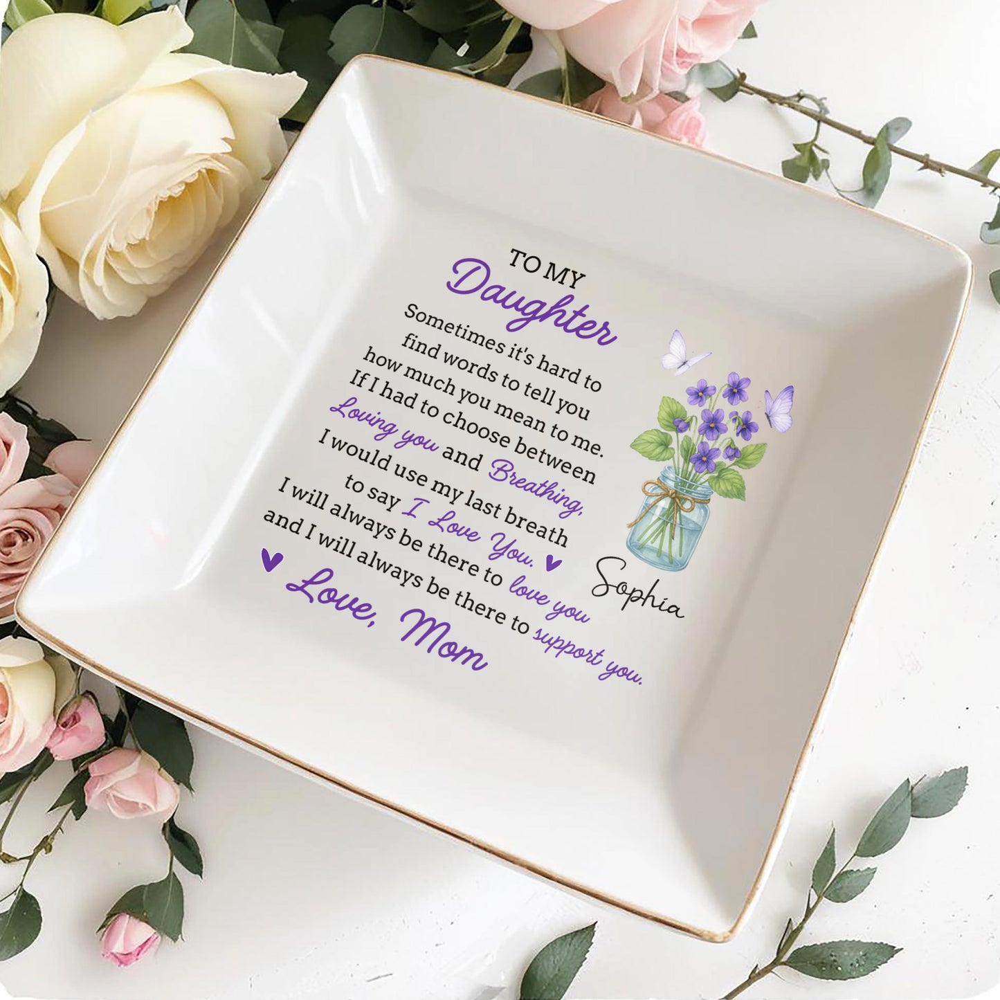To My Daughter, Flowers And Butterfly In Mason Jar