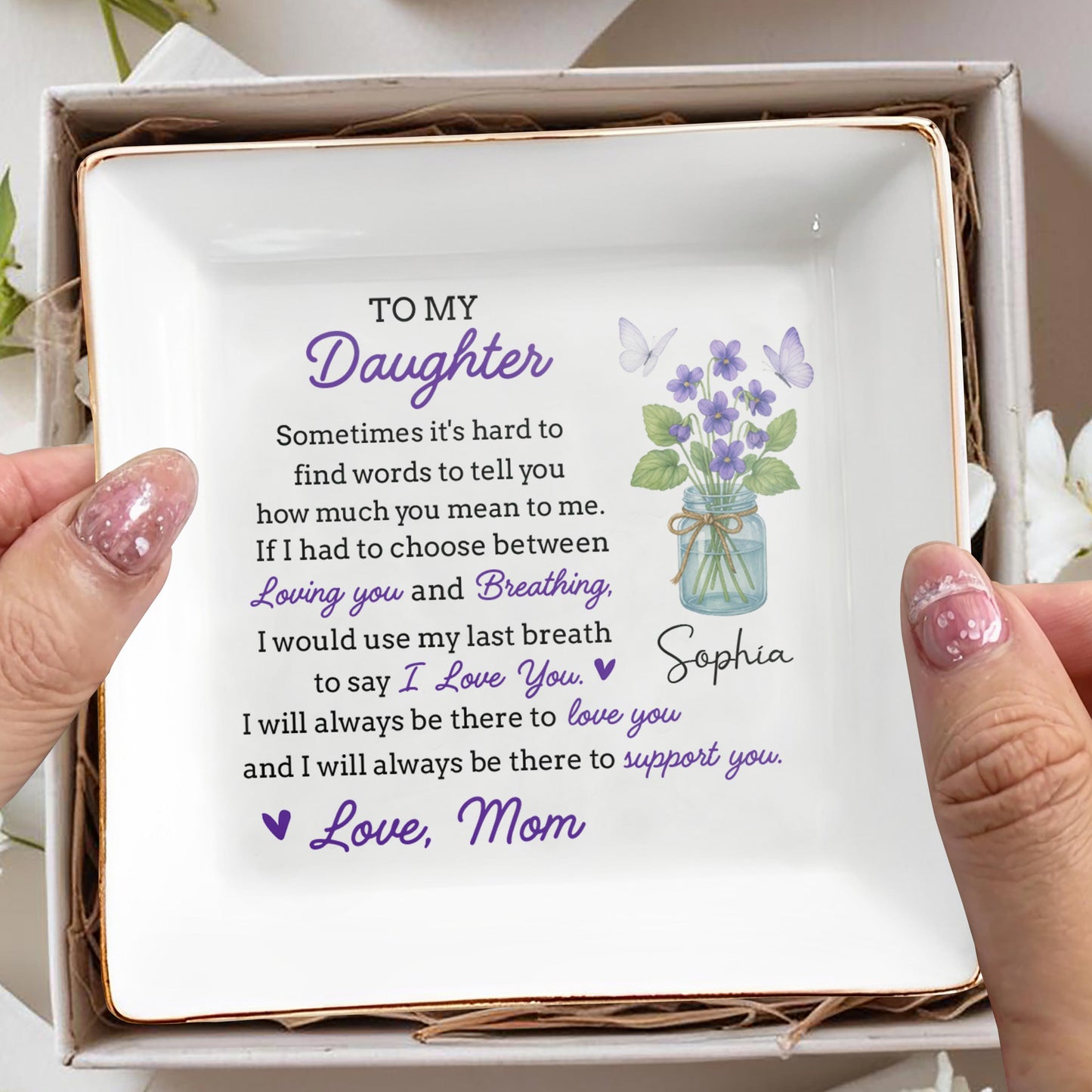 To My Daughter, Flowers And Butterfly In Mason Jar