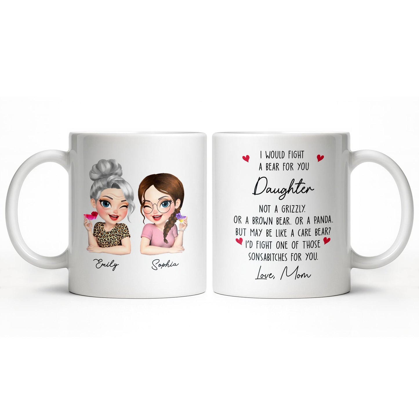 Custom Best Friends Caricature Coffee Mug With Flowers