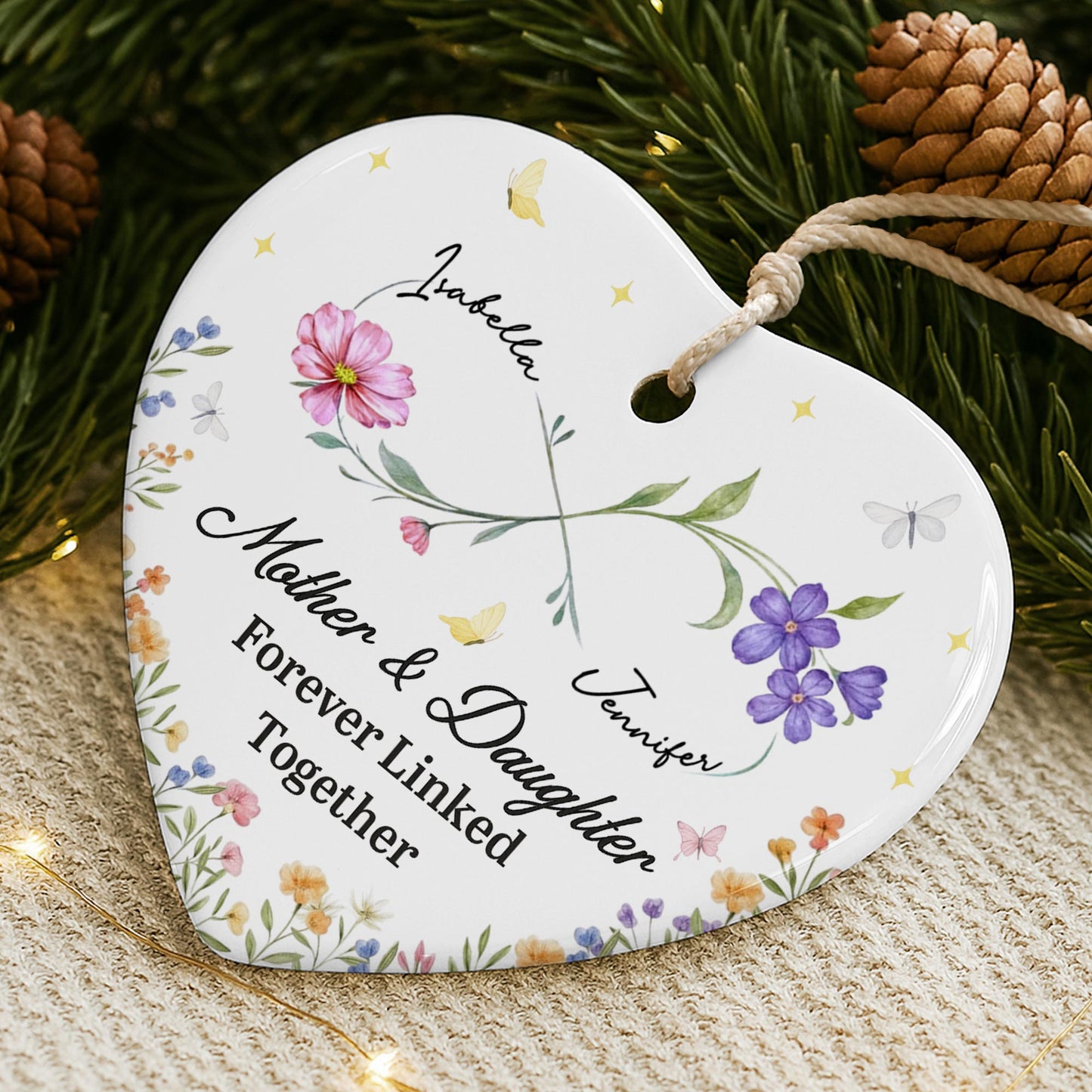 Mother & Daughter Forever Linked Together With Flowers