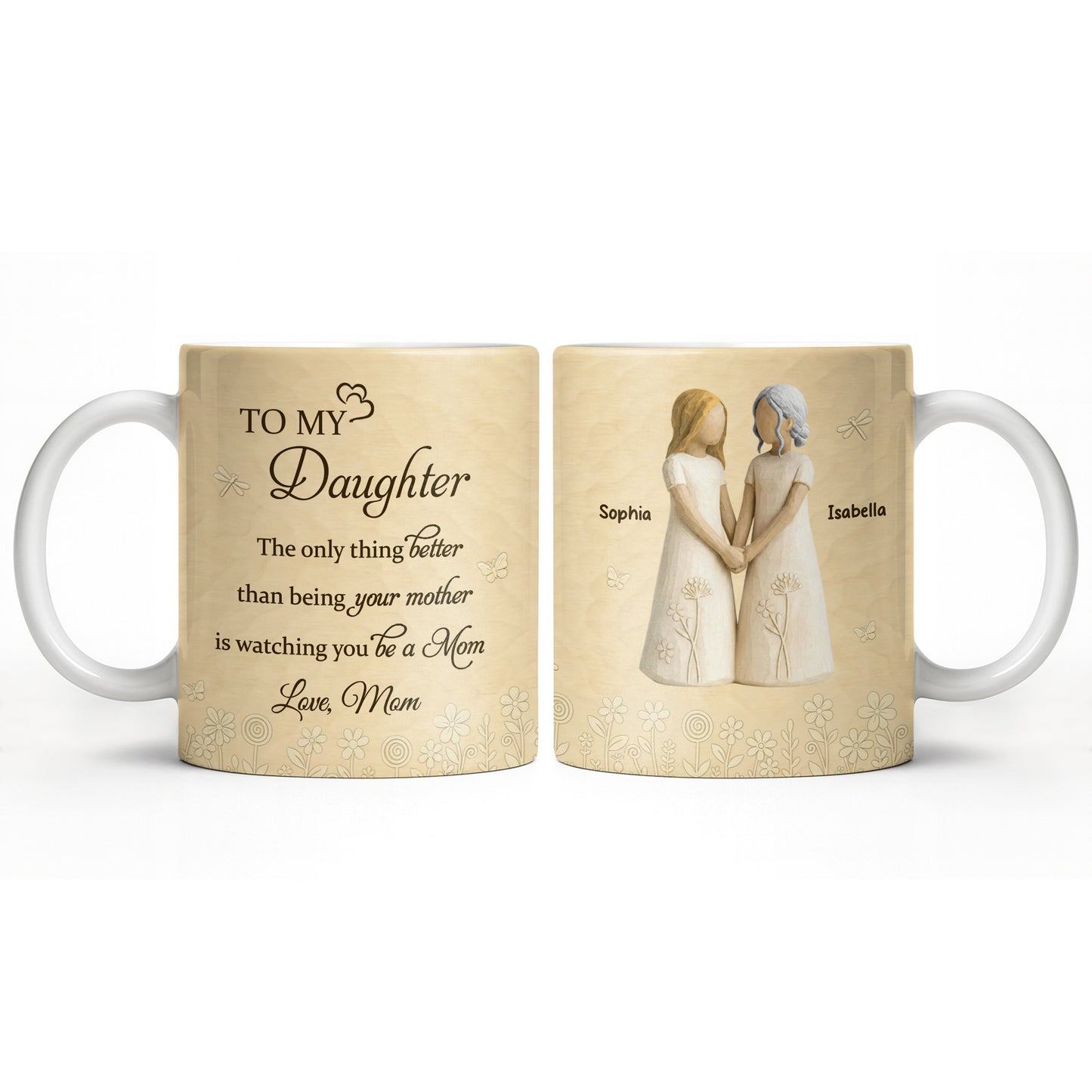 To My Daughter, Flowers and Hearts Design