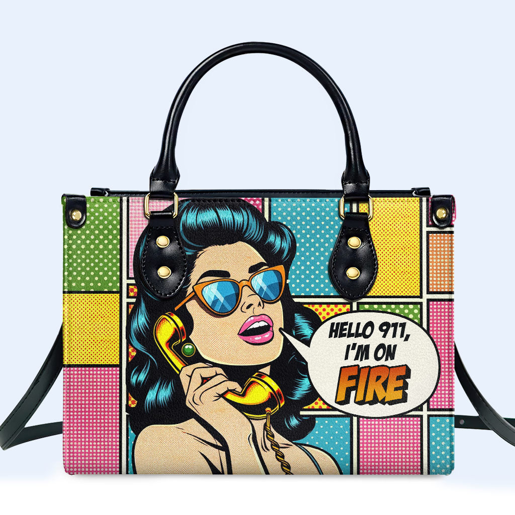 Estoy en llamas - Bolso de mano de cuero personalizado - DB05