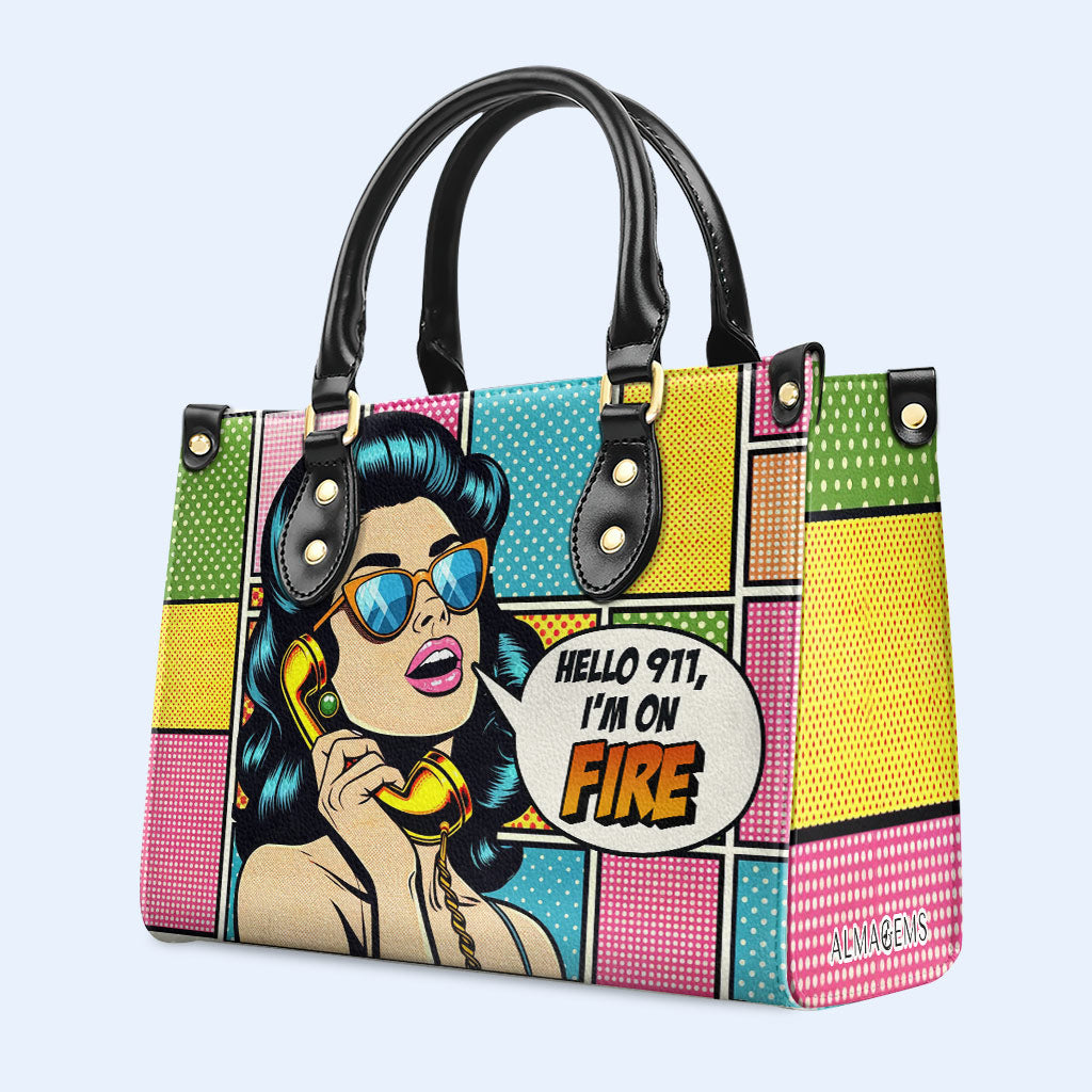 Estoy en llamas - Bolso de mano de cuero personalizado - DB05