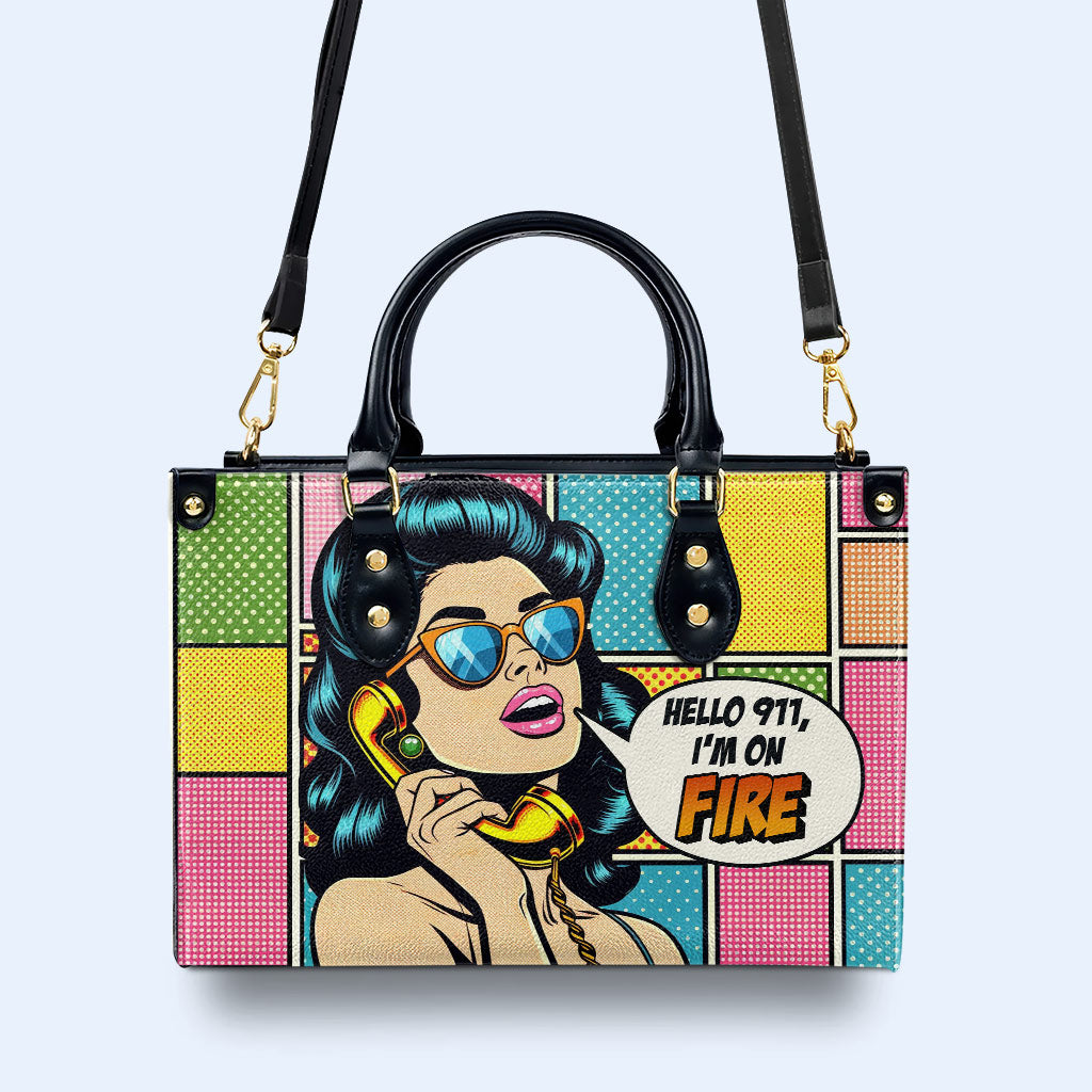 Estoy en llamas - Bolso de mano de cuero personalizado - DB05