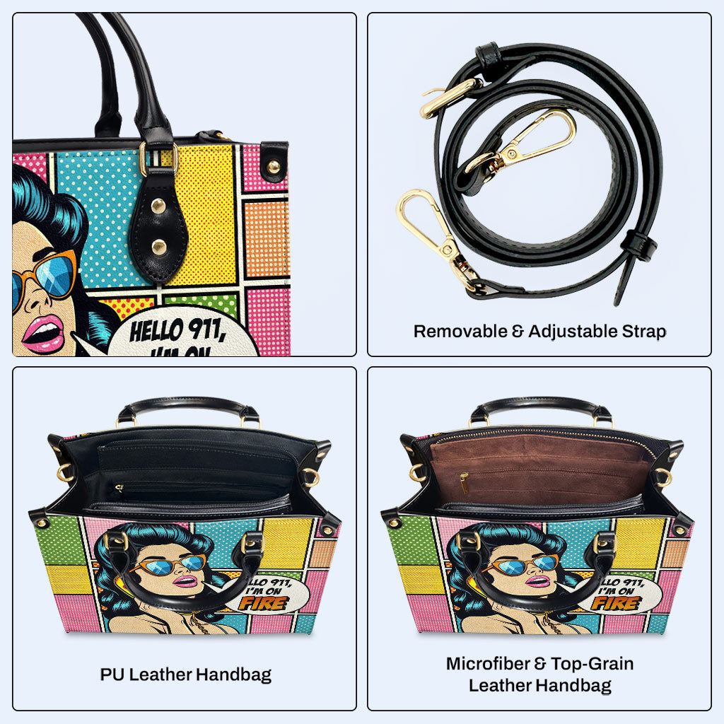 Estoy en llamas - Bolso de mano de cuero personalizado - DB05
