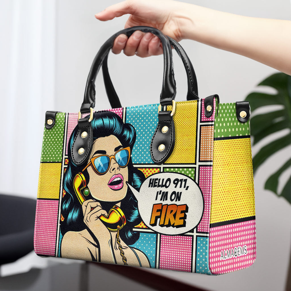 Estoy en llamas - Bolso de mano de cuero personalizado - DB05