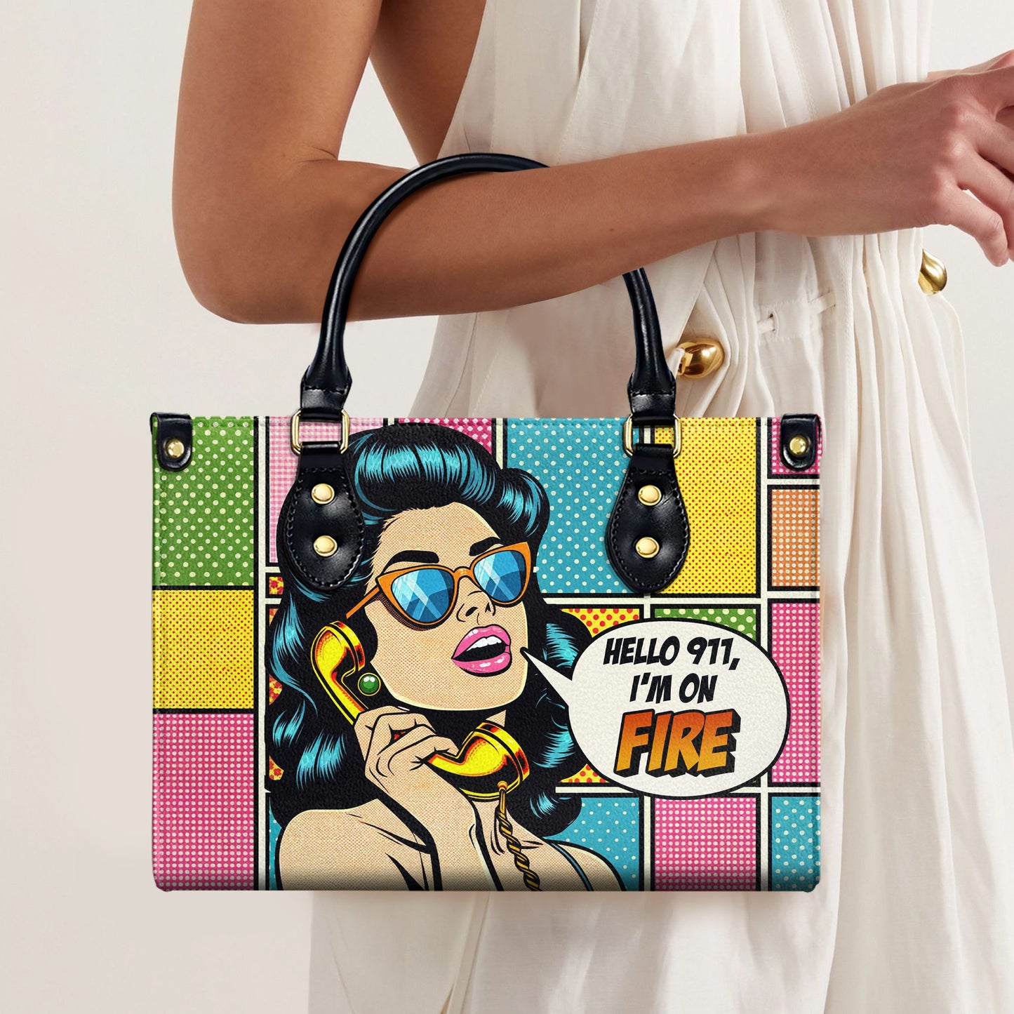 Estoy en llamas - Bolso de mano de cuero personalizado - DB05