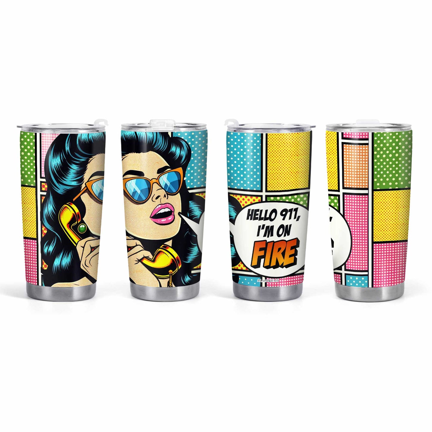 Estoy en llamas - Vaso de acero inoxidable personalizado de 20 oz y 30 oz - DB05TB