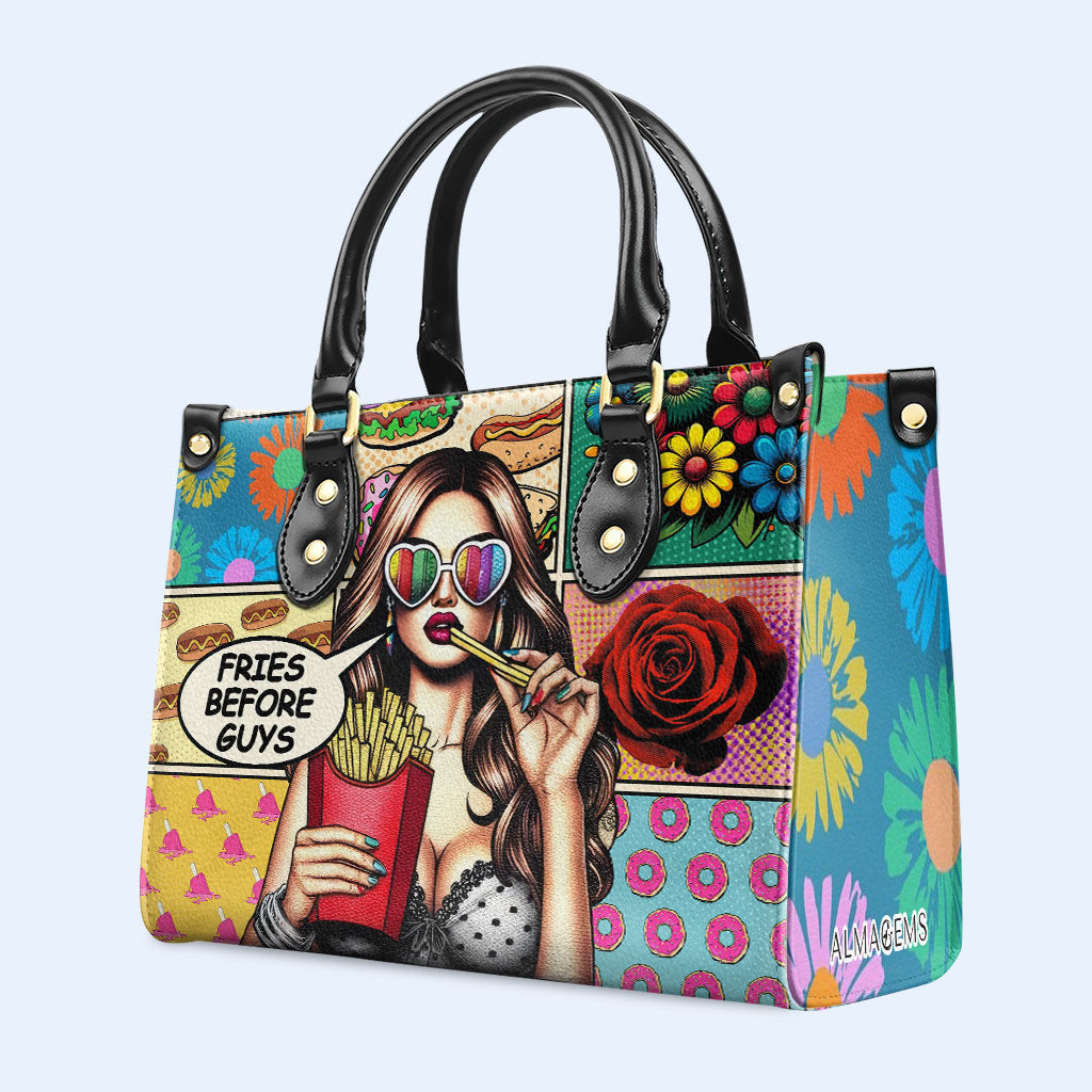 Frites avant les gars - Sac à main en cuir personnalisé - DB07