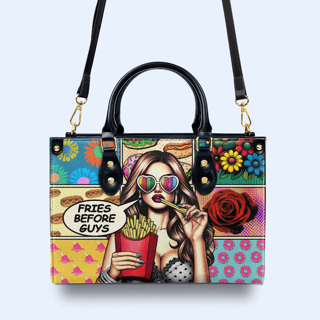 Frites avant les gars - Sac à main en cuir personnalisé - DB07
