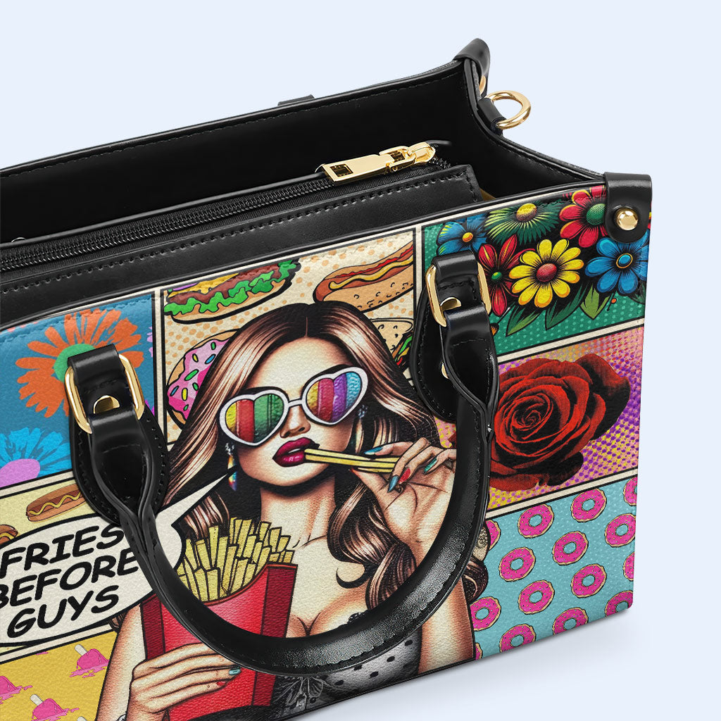 Frites avant les gars - Sac à main en cuir personnalisé - DB07