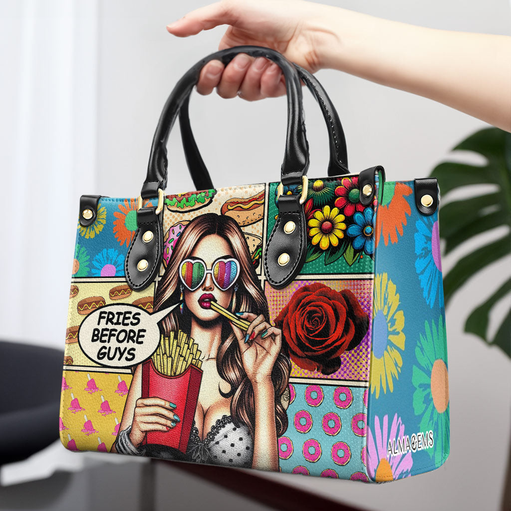 Frites avant les gars - Sac à main en cuir personnalisé - DB07