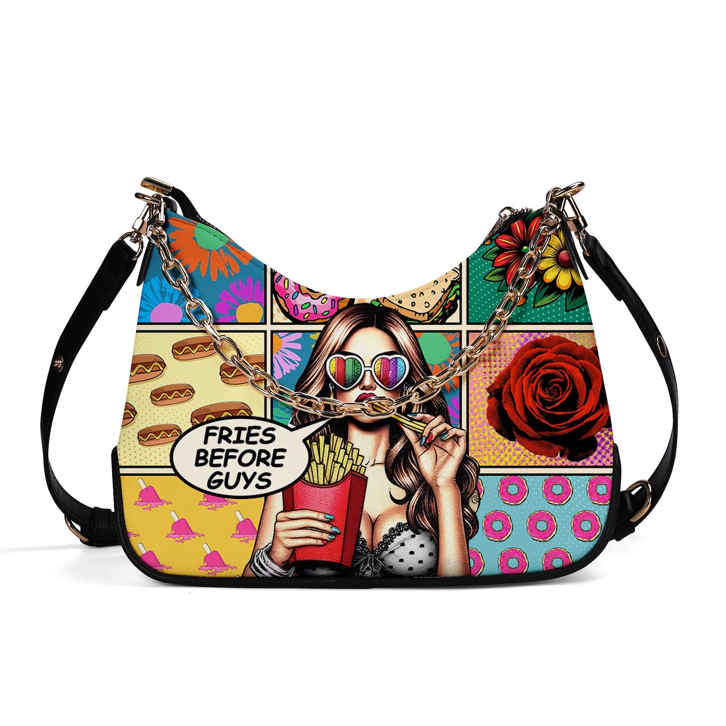 Fries Before Guys - Personalized Custom Chain Crossbody Handbag - DB07CH