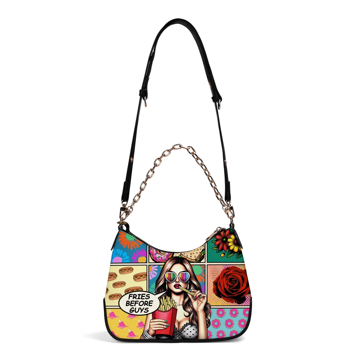 Fries Before Guys - Personalized Custom Chain Crossbody Handbag - DB07CH