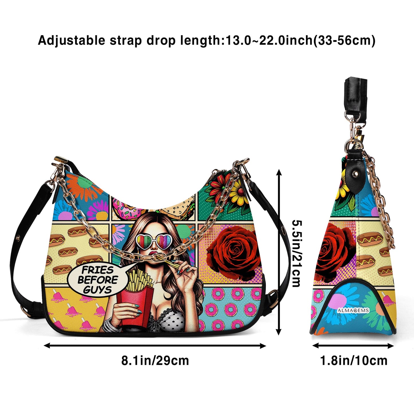 Fries Before Guys - Personalized Custom Chain Crossbody Handbag - DB07CH