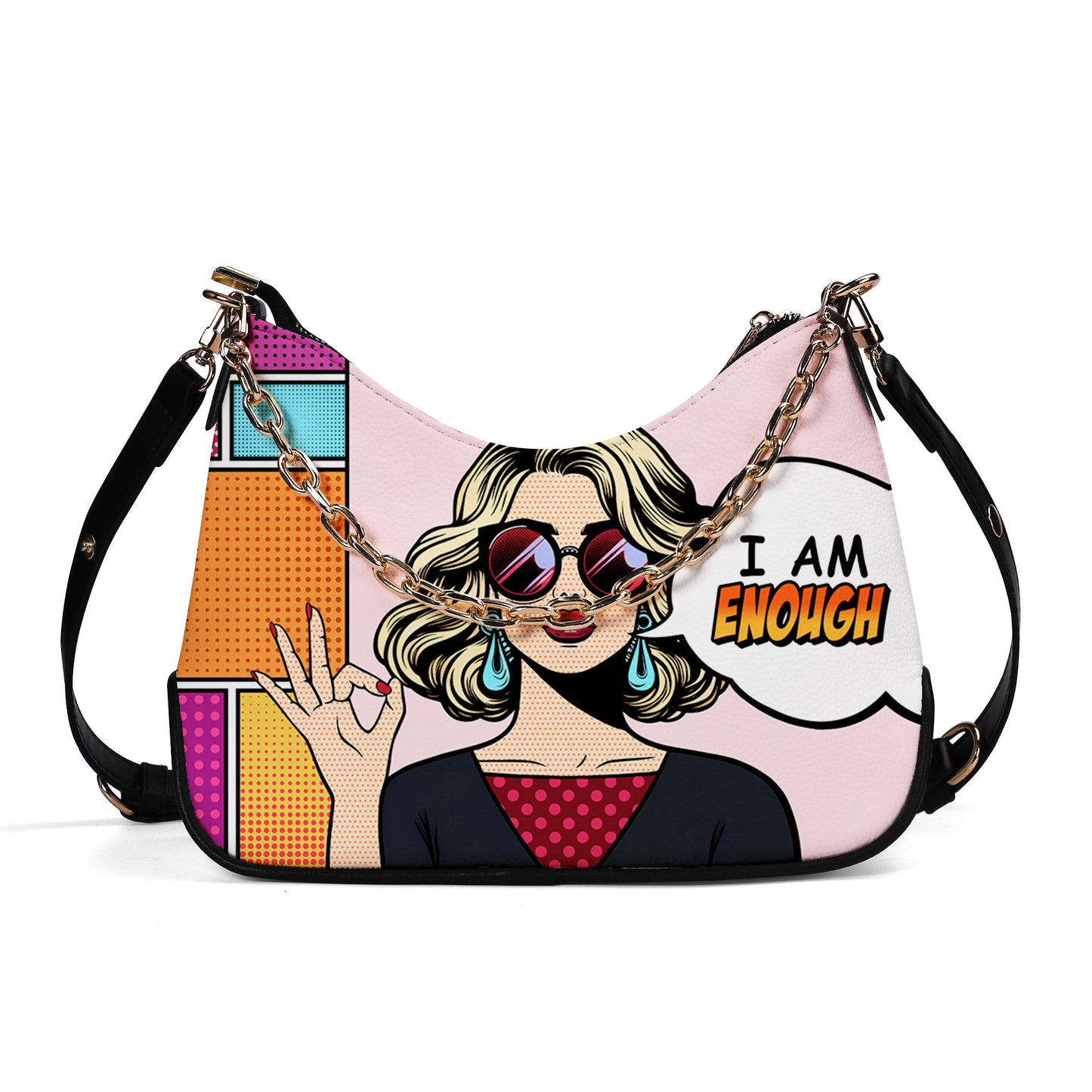Soy suficiente - Bolso bandolera con cadena personalizado - DB08CH