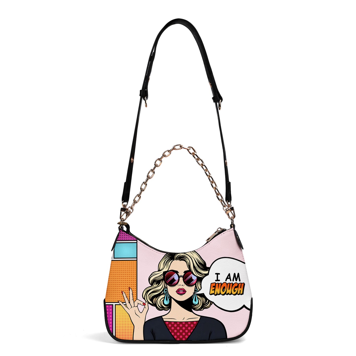 Soy suficiente - Bolso bandolera con cadena personalizado - DB08CH