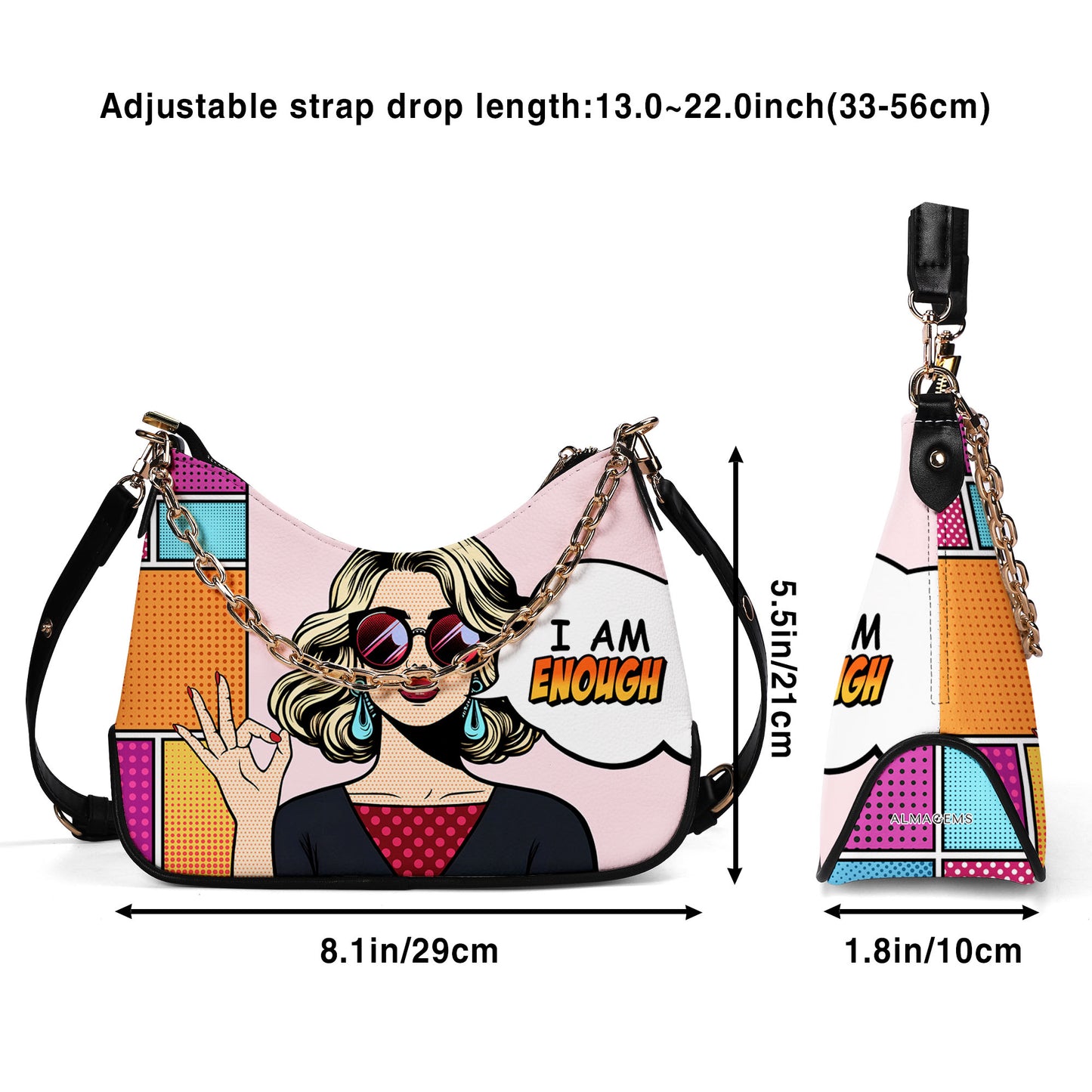 Soy suficiente - Bolso bandolera con cadena personalizado - DB08CH