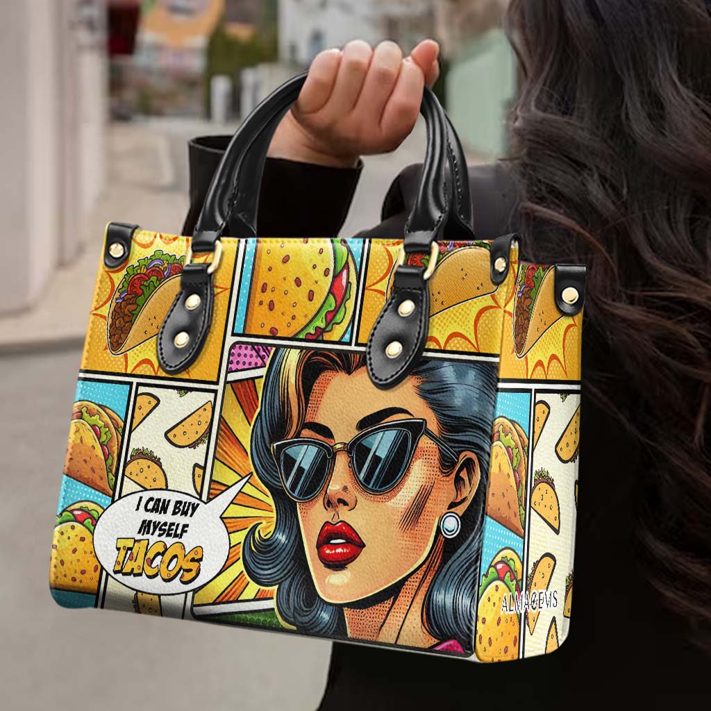 I Can Buy Myself Tacos - Personalized Custom Leather Handbag - QCUS016_HB