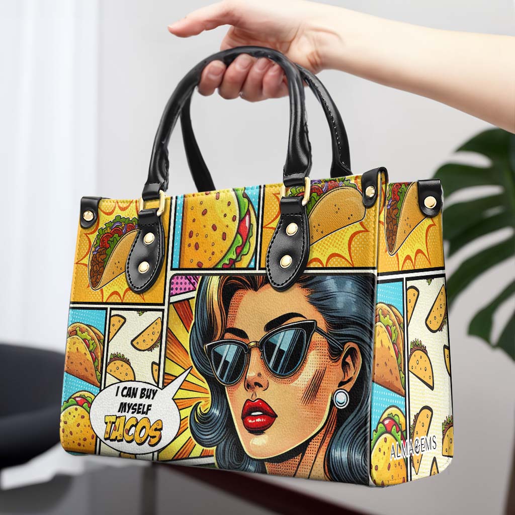 I Can Buy Myself Tacos - Personalized Custom Leather Handbag - QCUS016_HB
