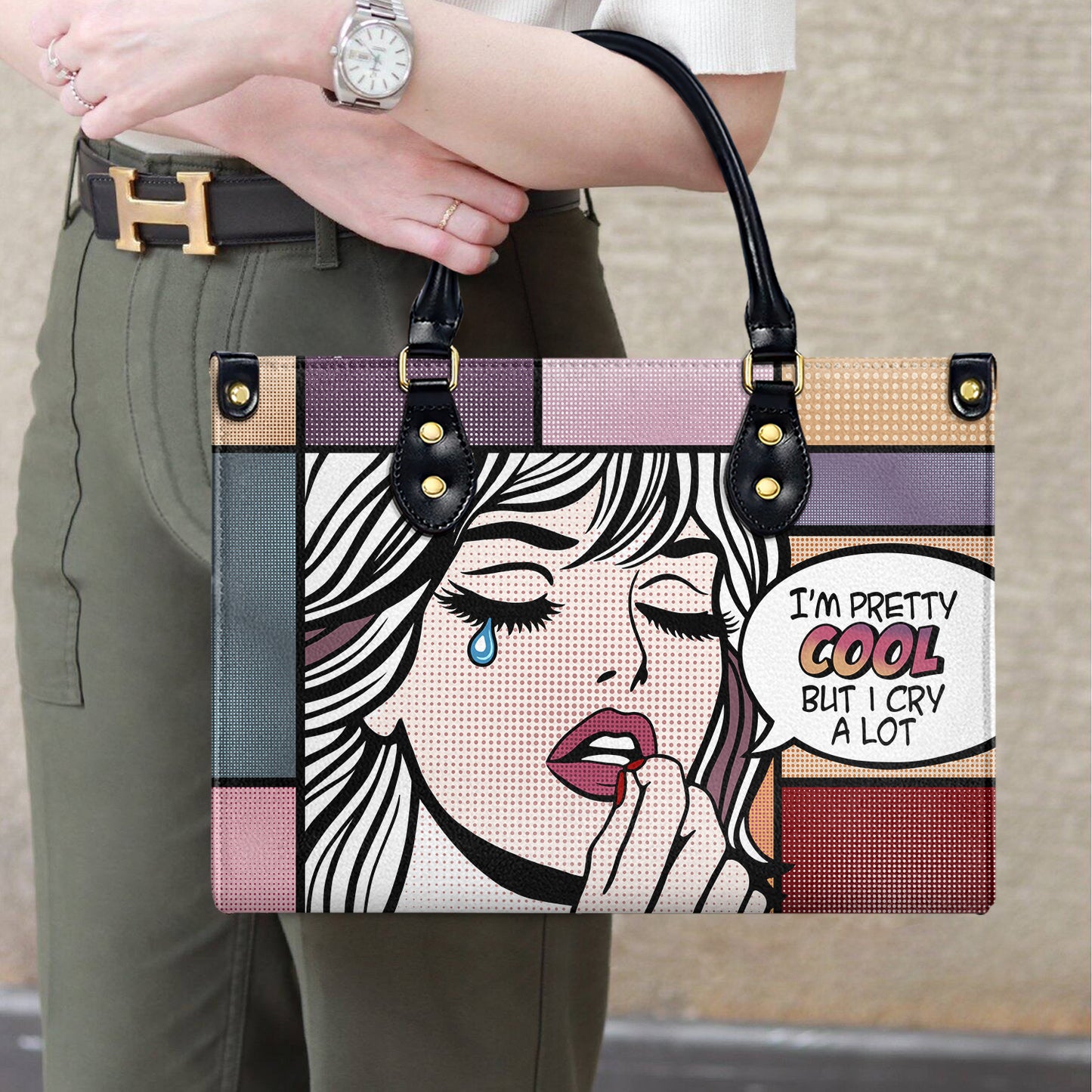 Soy bastante genial - Bolso de mano de cuero personalizado - DB13