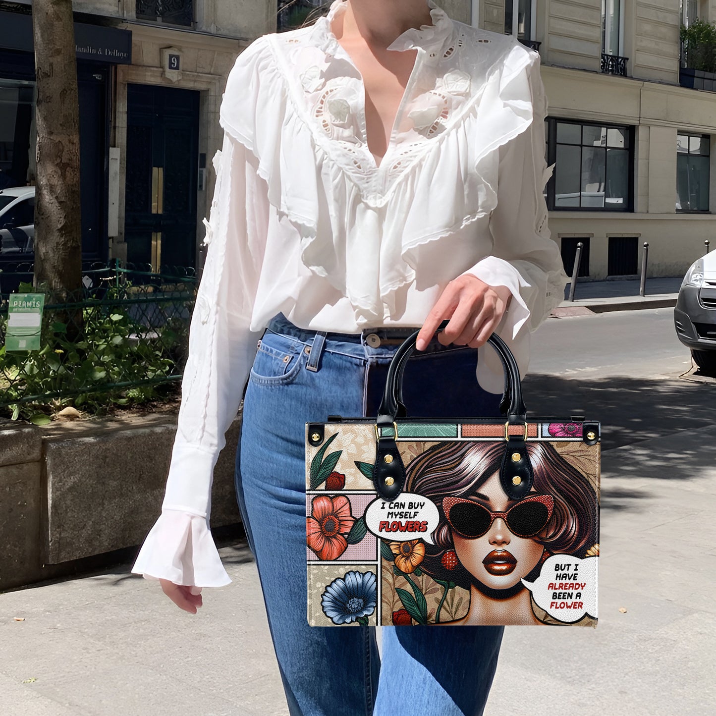 J'ai déjà été une fleur - Sac à main en cuir personnalisé - DB17