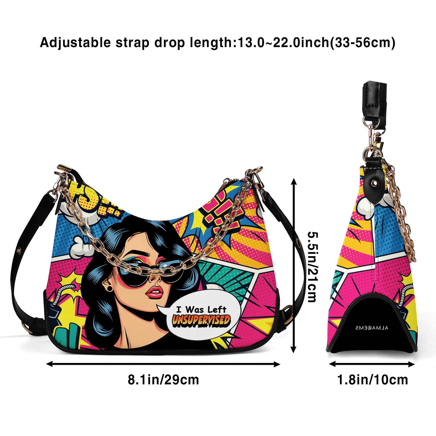 J'ai été laissé sans surveillance - Sac à main bandoulière personnalisé avec chaîne - DB22CH