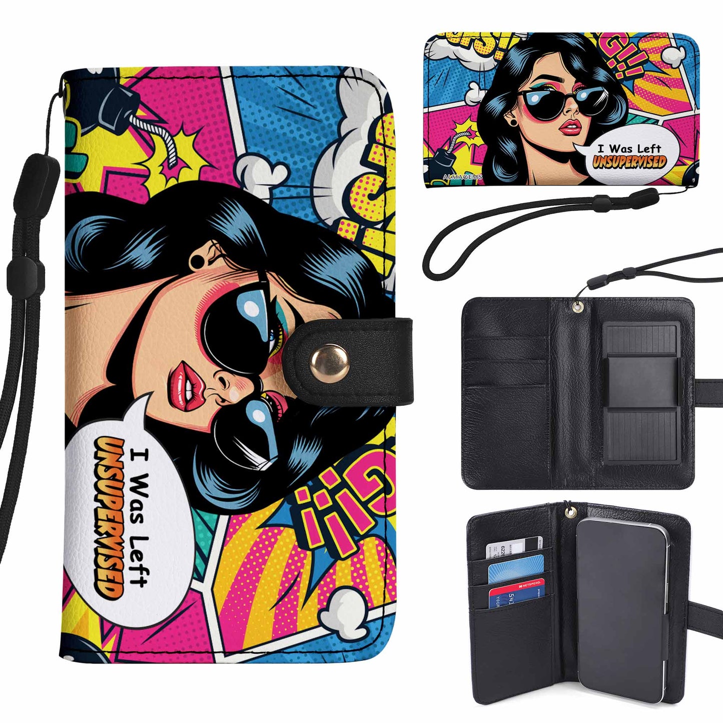 Me dejaron sin supervisión - Cartera de cuero personalizada para teléfono - DB22PW