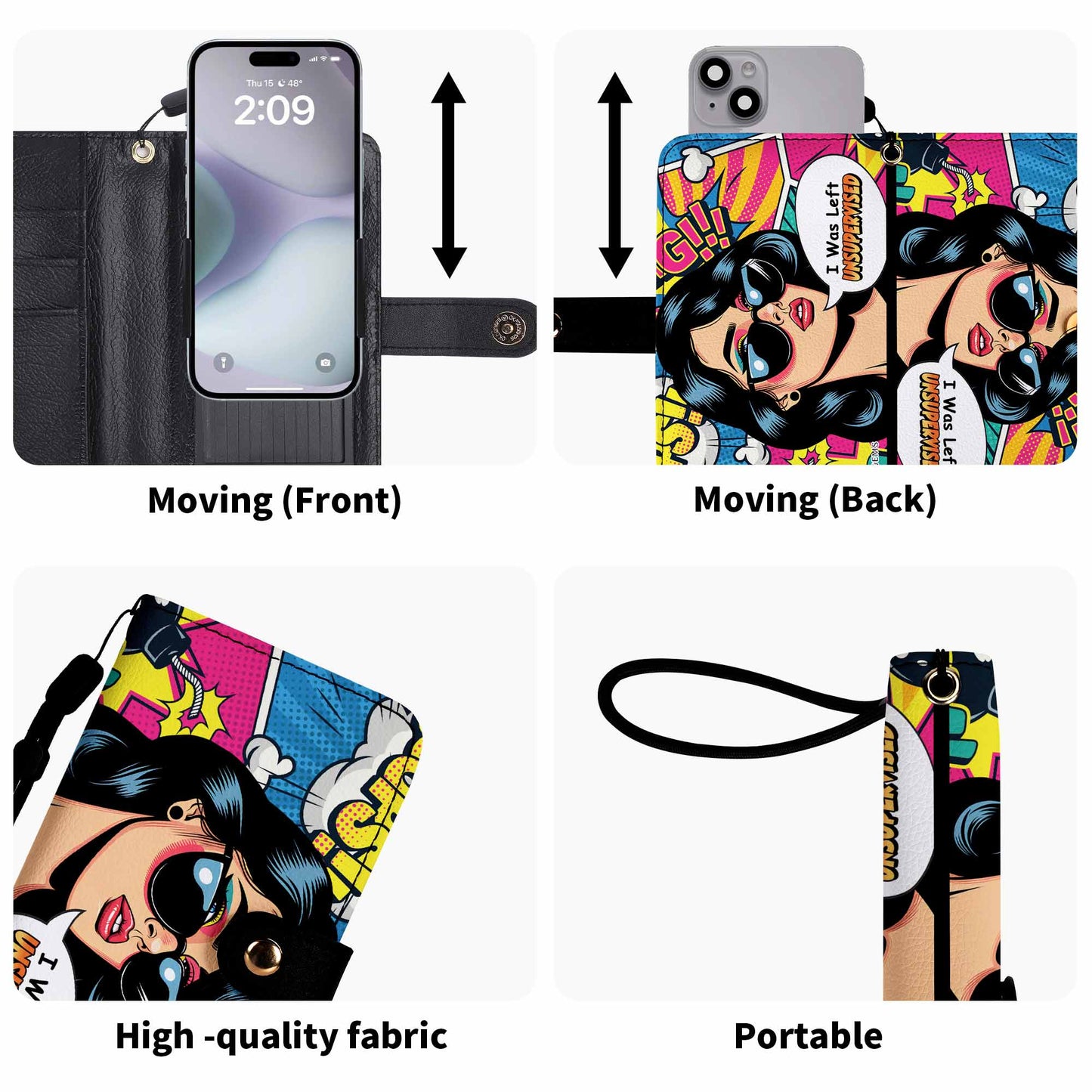Me dejaron sin supervisión - Cartera de cuero personalizada para teléfono - DB22PW