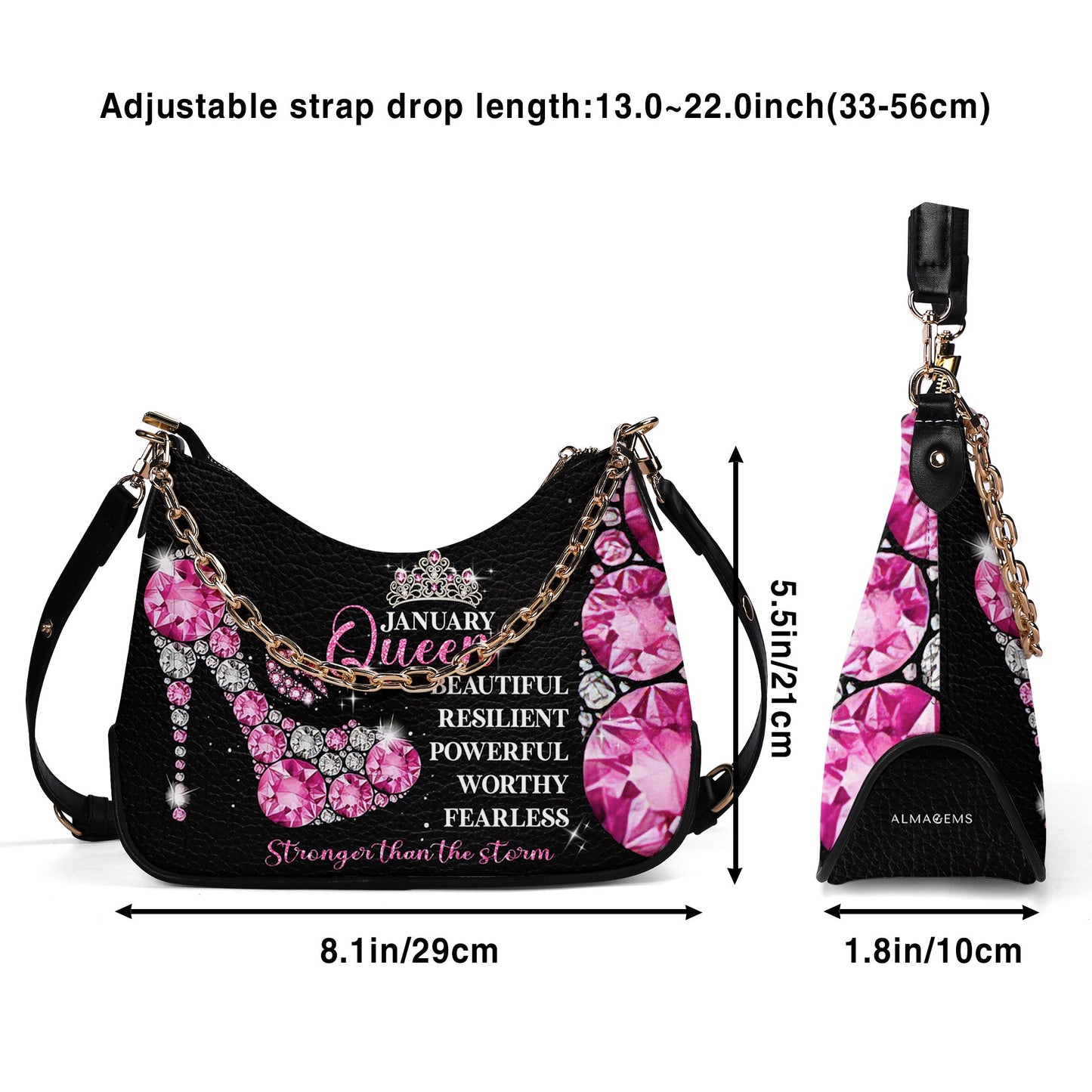 Month Queen - Personalized Custom Chain Crossbody Handbag - DB24CH