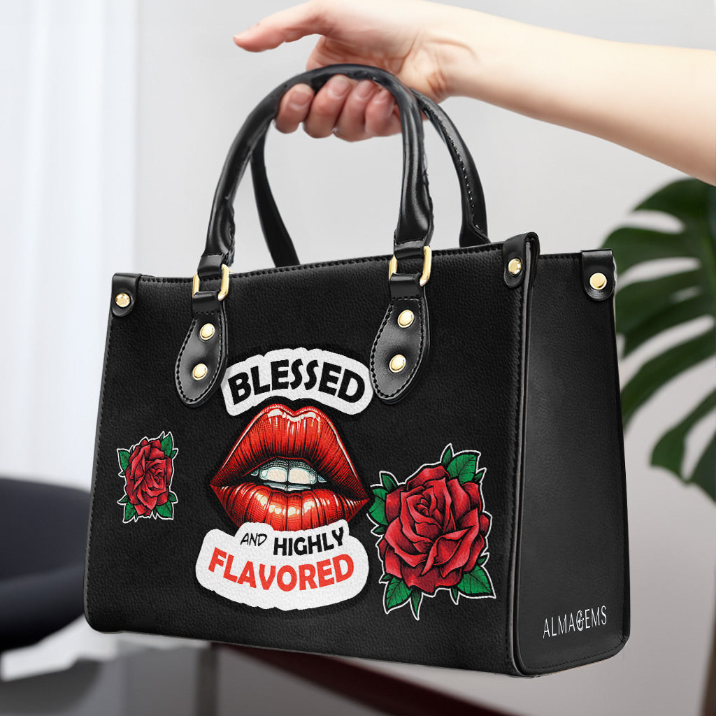 Bendito y con mucho sabor - Bolso de mano de cuero personalizado - DB29