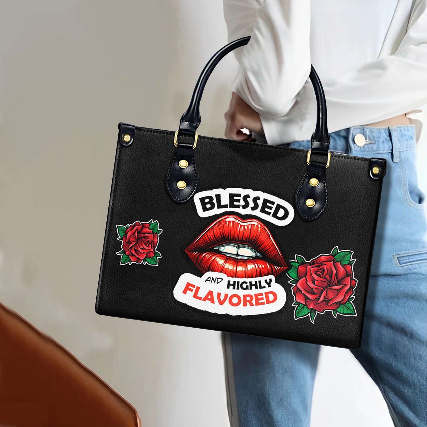Bendito y con mucho sabor - Bolso de mano de cuero personalizado - DB29