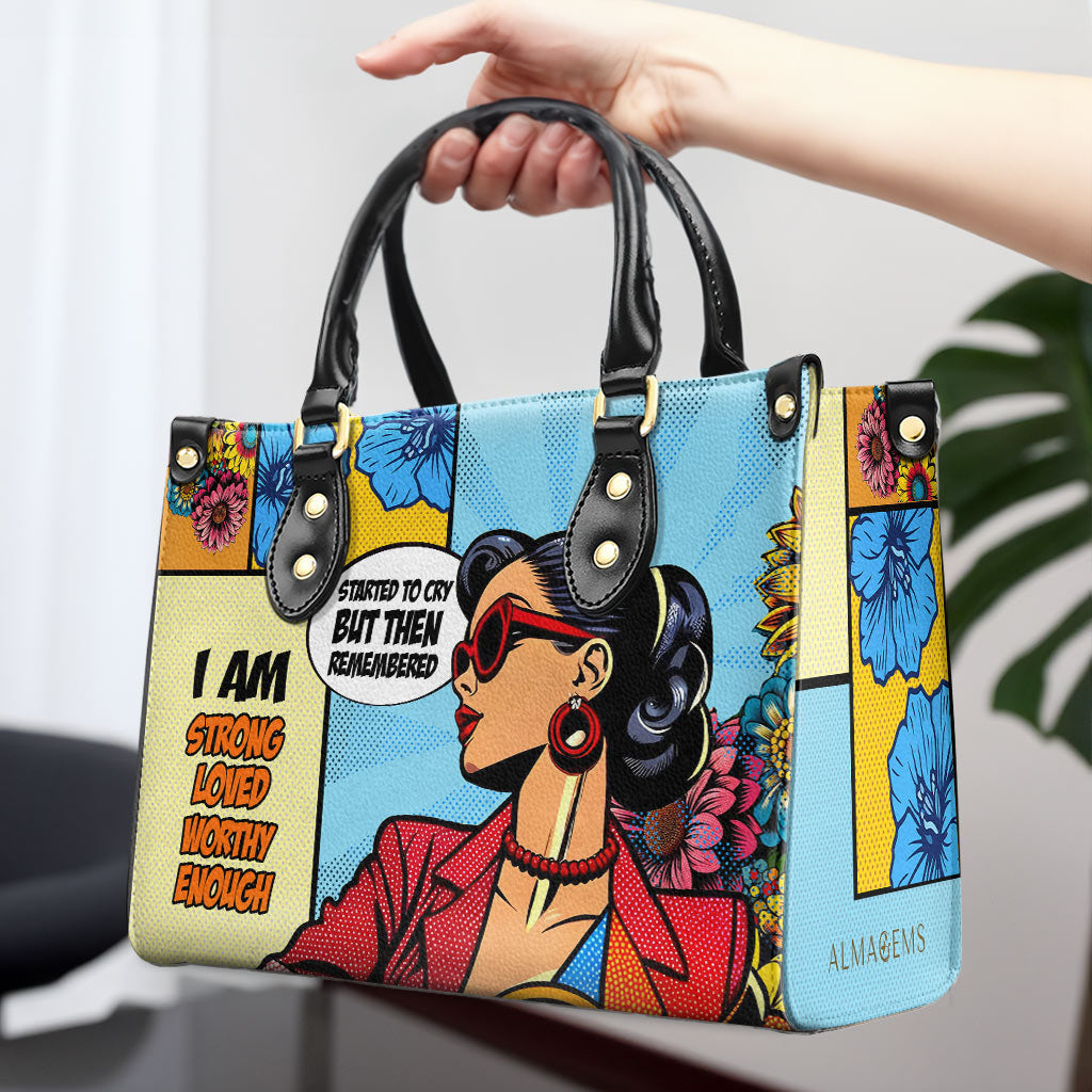 J'ai commencé à pleurer, mais je me suis souvenu que j'étais fort - Sac à main en cuir personnalisé - DB31