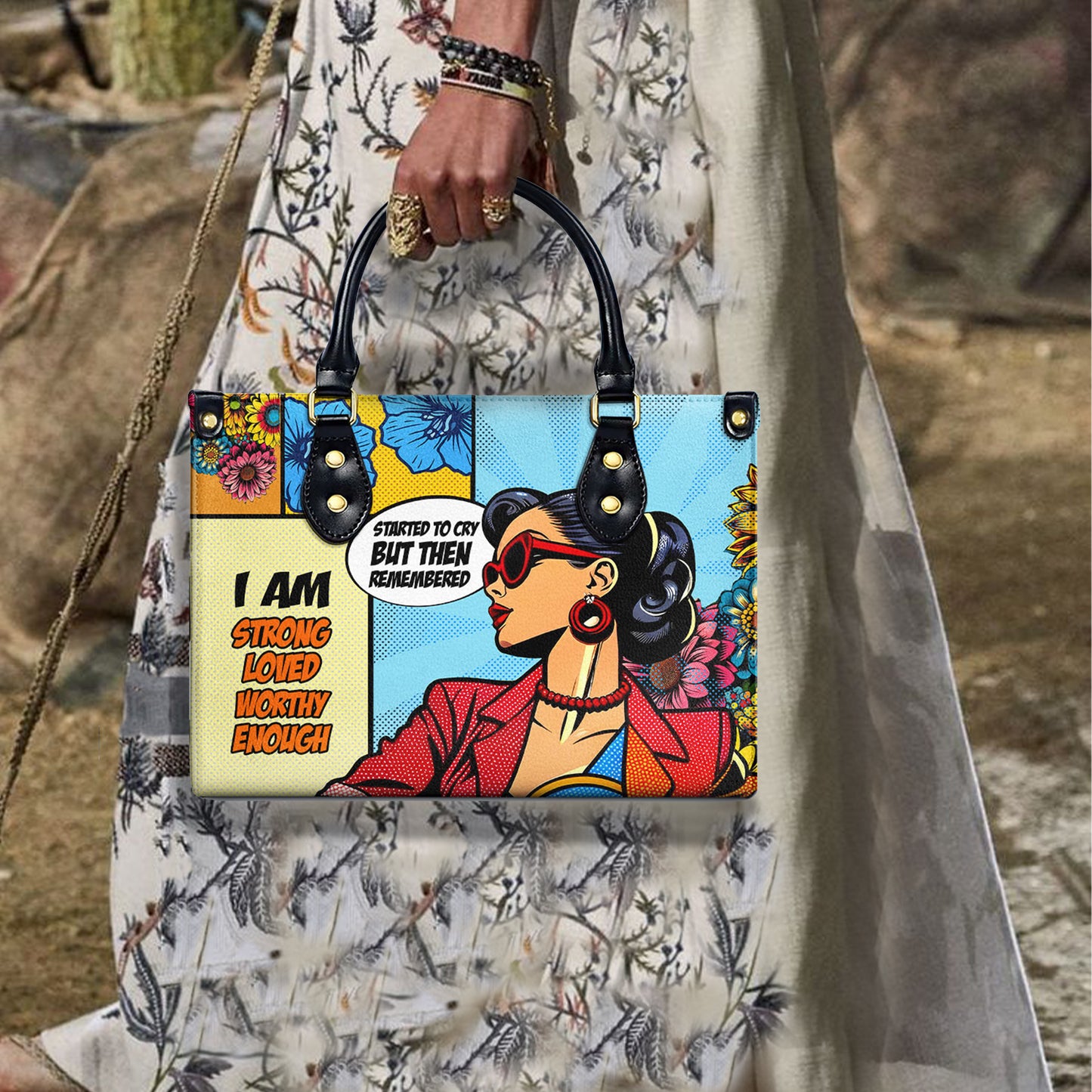 J'ai commencé à pleurer, mais je me suis souvenu que j'étais fort - Sac à main en cuir personnalisé - DB31