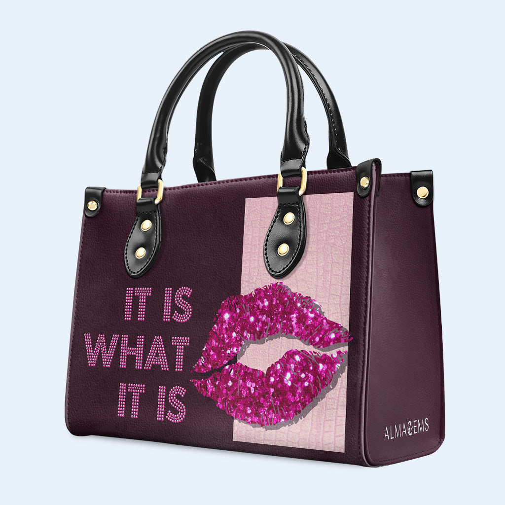 Es lo que es - Rosa - Bolso de mano de cuero personalizado - DB42